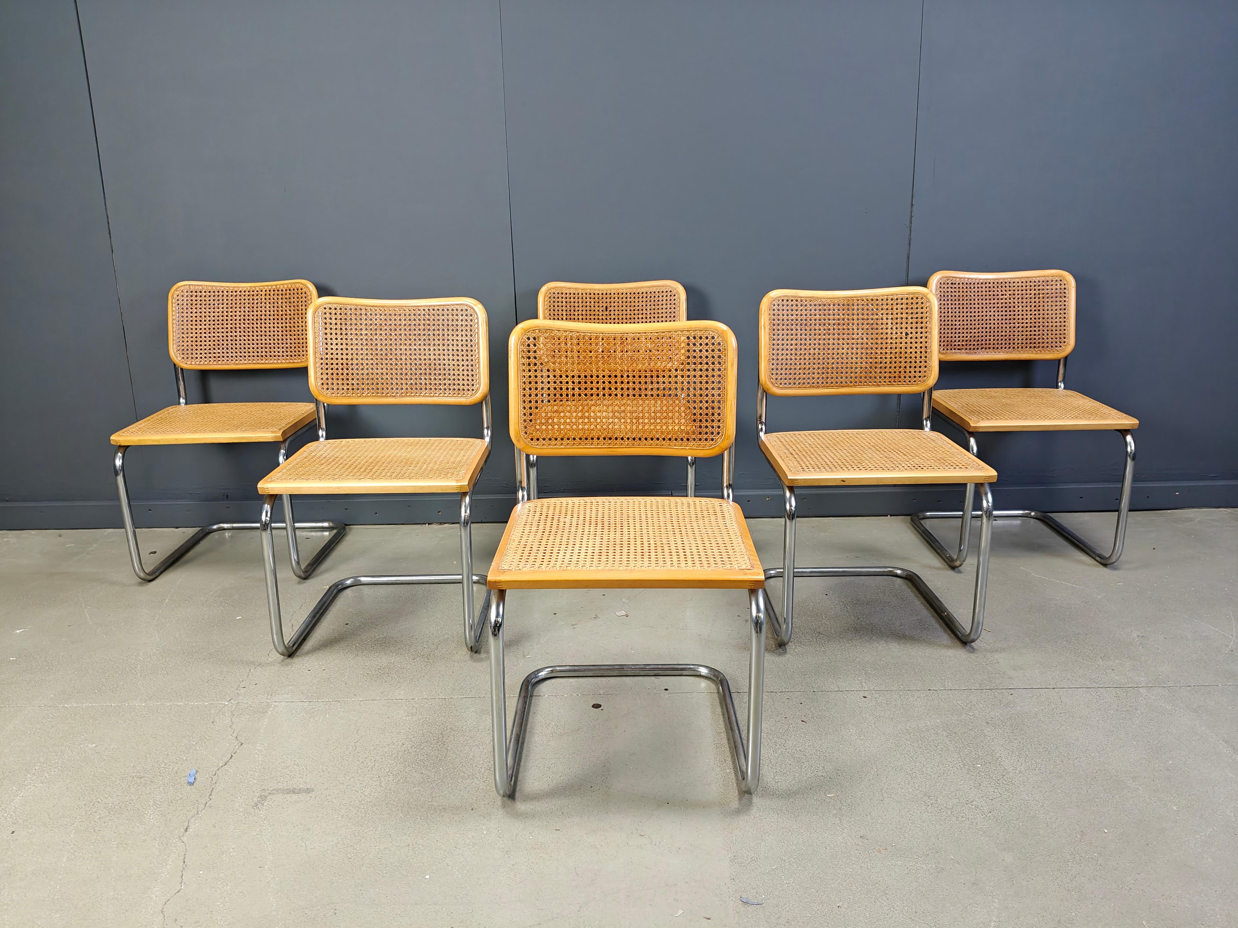 Set di 6 sedie vintage in stile Marcel Breuer, made in italy, anni '70 in vendita 2