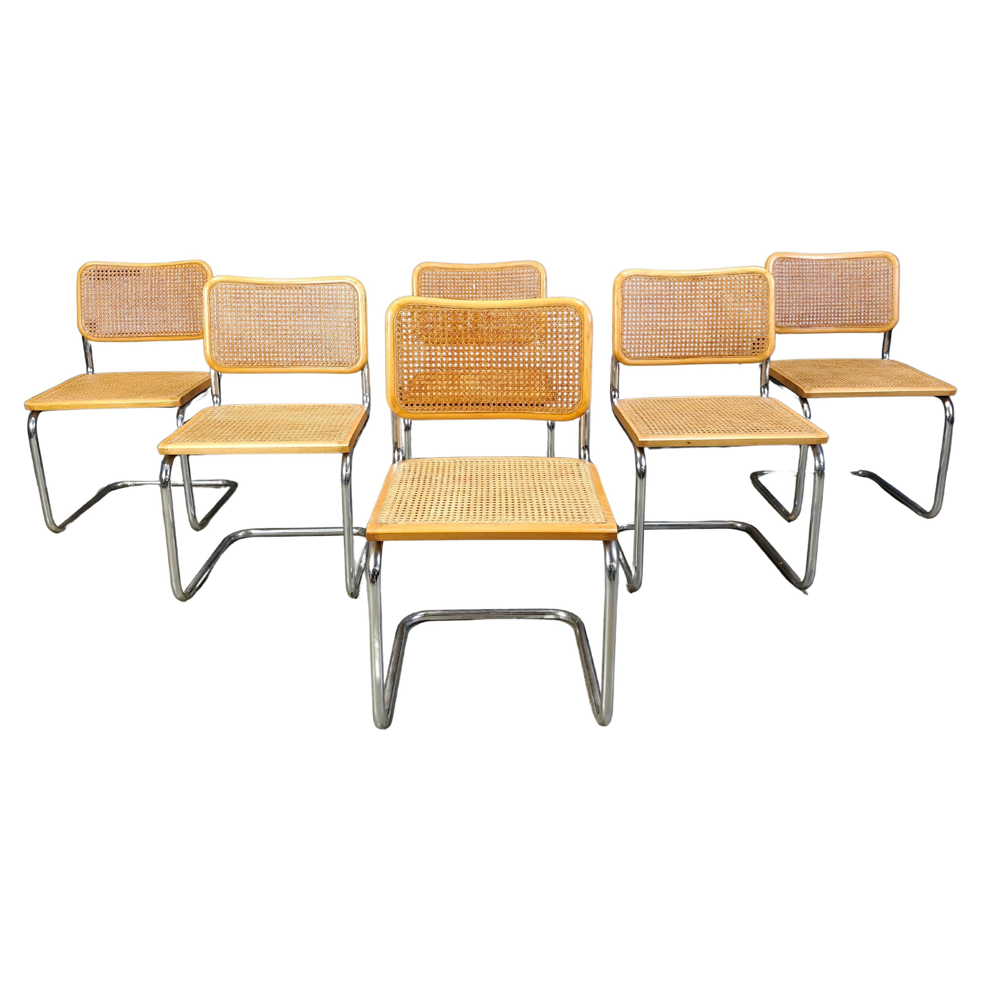 Set di 6 sedie vintage in stile Marcel Breuer, made in italy, anni '70 in vendita