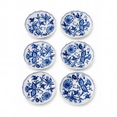 Juego de 6 mantequeras vintage de Meissen con diseño de «cebolla azul», de porcelana de cobalto