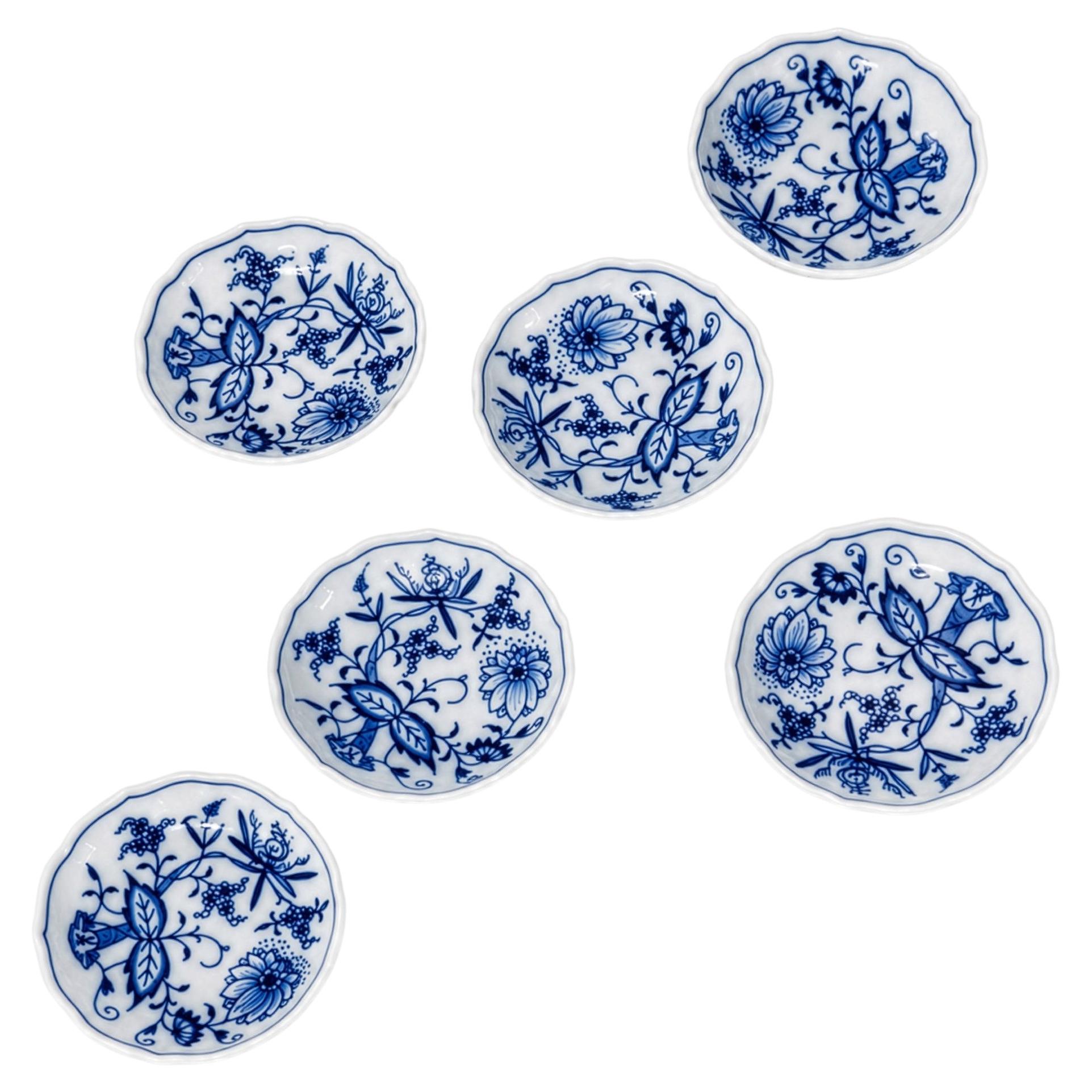 Set of 6 Vintage Meissen Blue Onion Butter Pats, Cobalt Porcelain