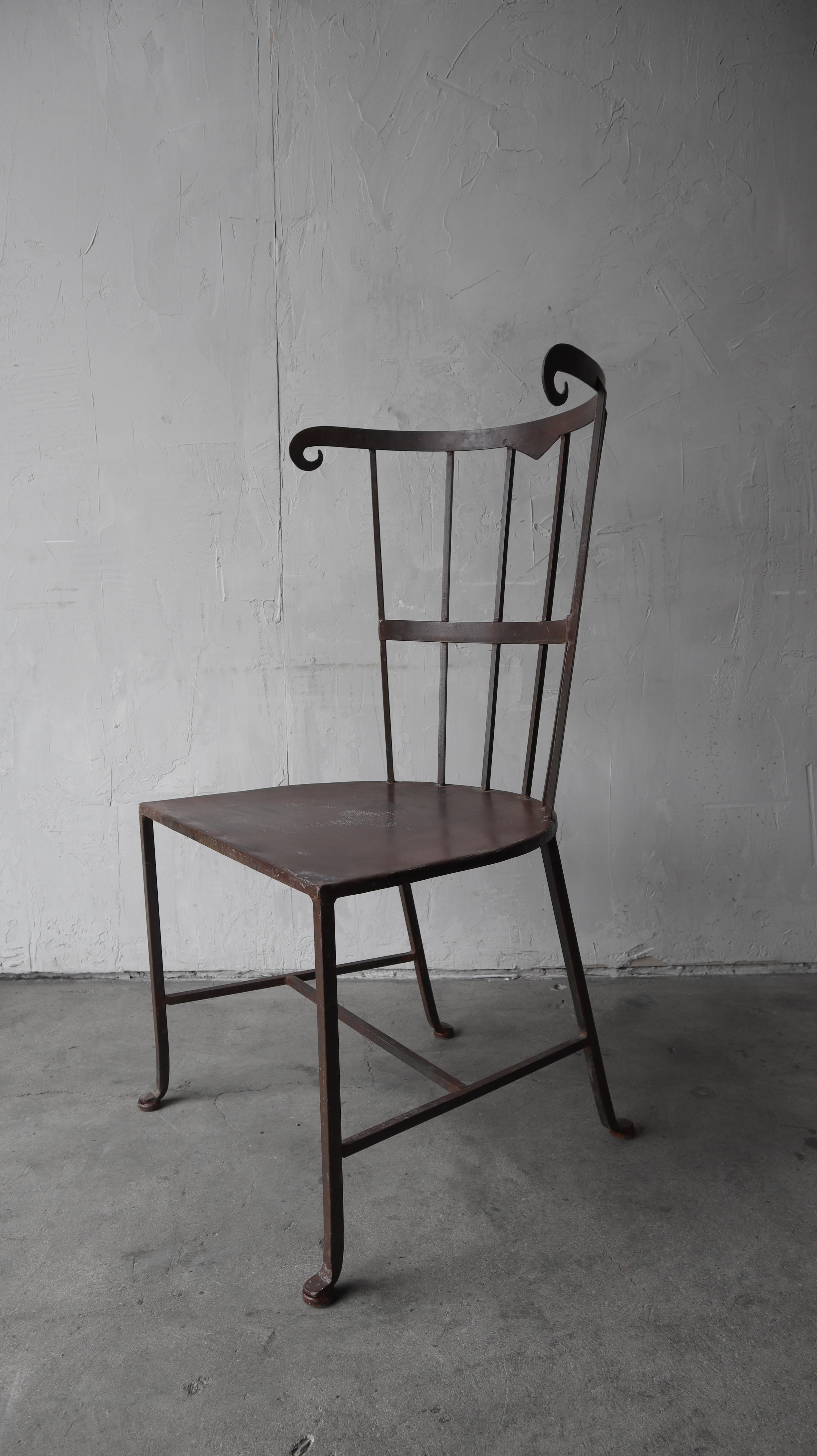 Iron Set of 6 Vintage Metal Windsor Garden Dining Chairs For Sale