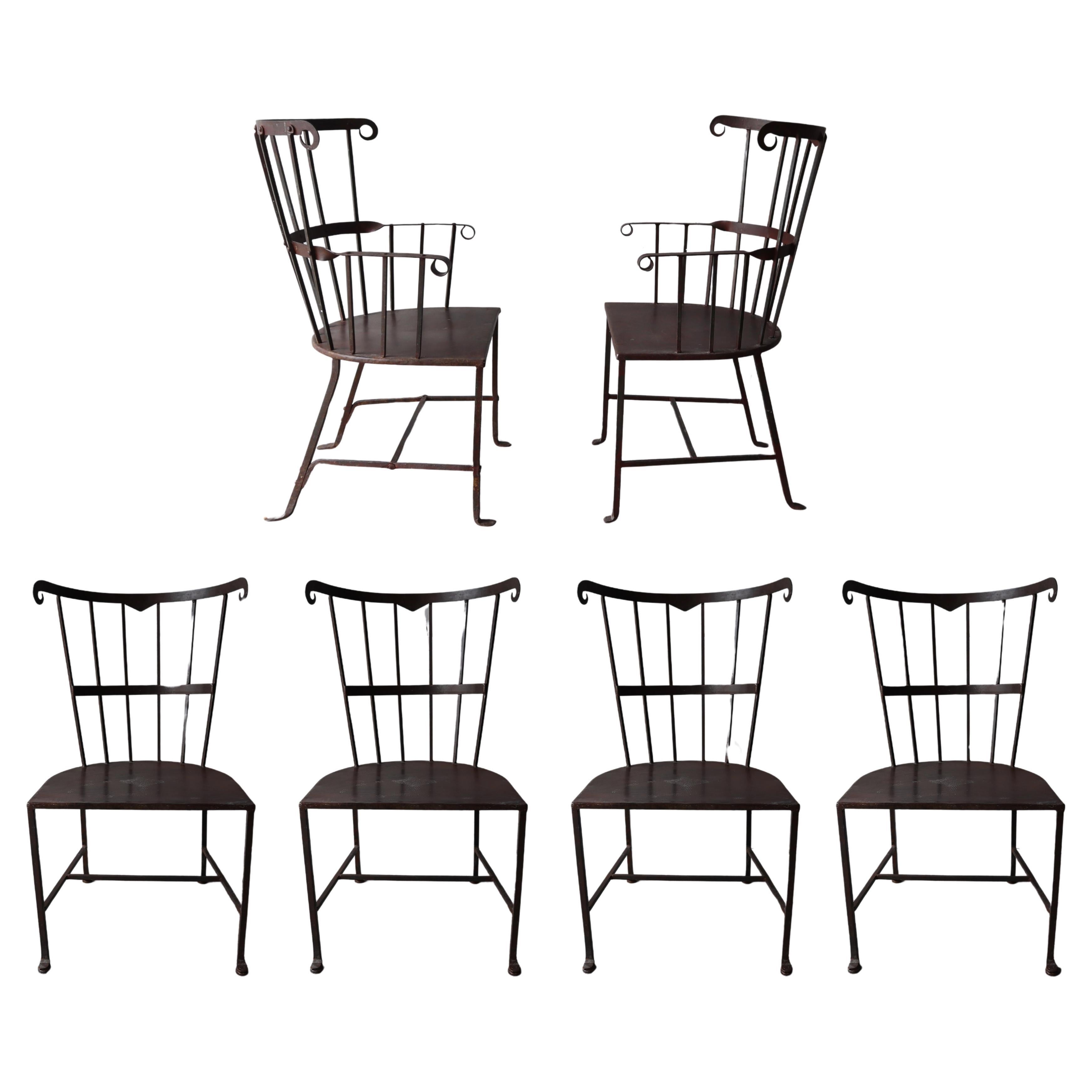 Set of 6 Vintage Metal Windsor Garden Dining Chairs