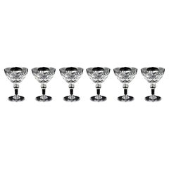 Set of 6 Vintage Mid Century English Cut Crystal Champagne Saucers