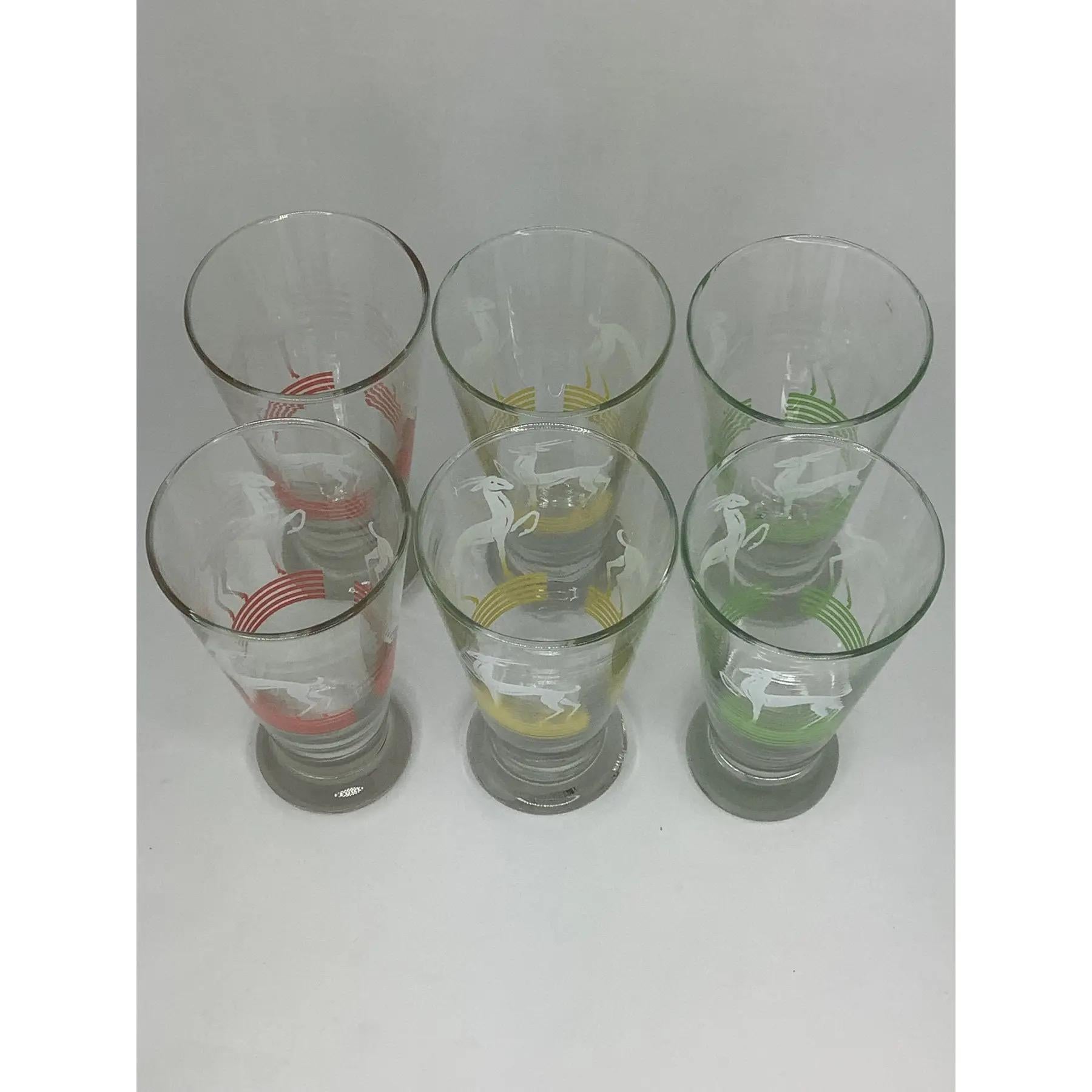 Juego de 6 Vasos Pilsner Atlas Hazel Vintage de mediados de siglo en Bueno estado para la venta en Chapel Hill, NC