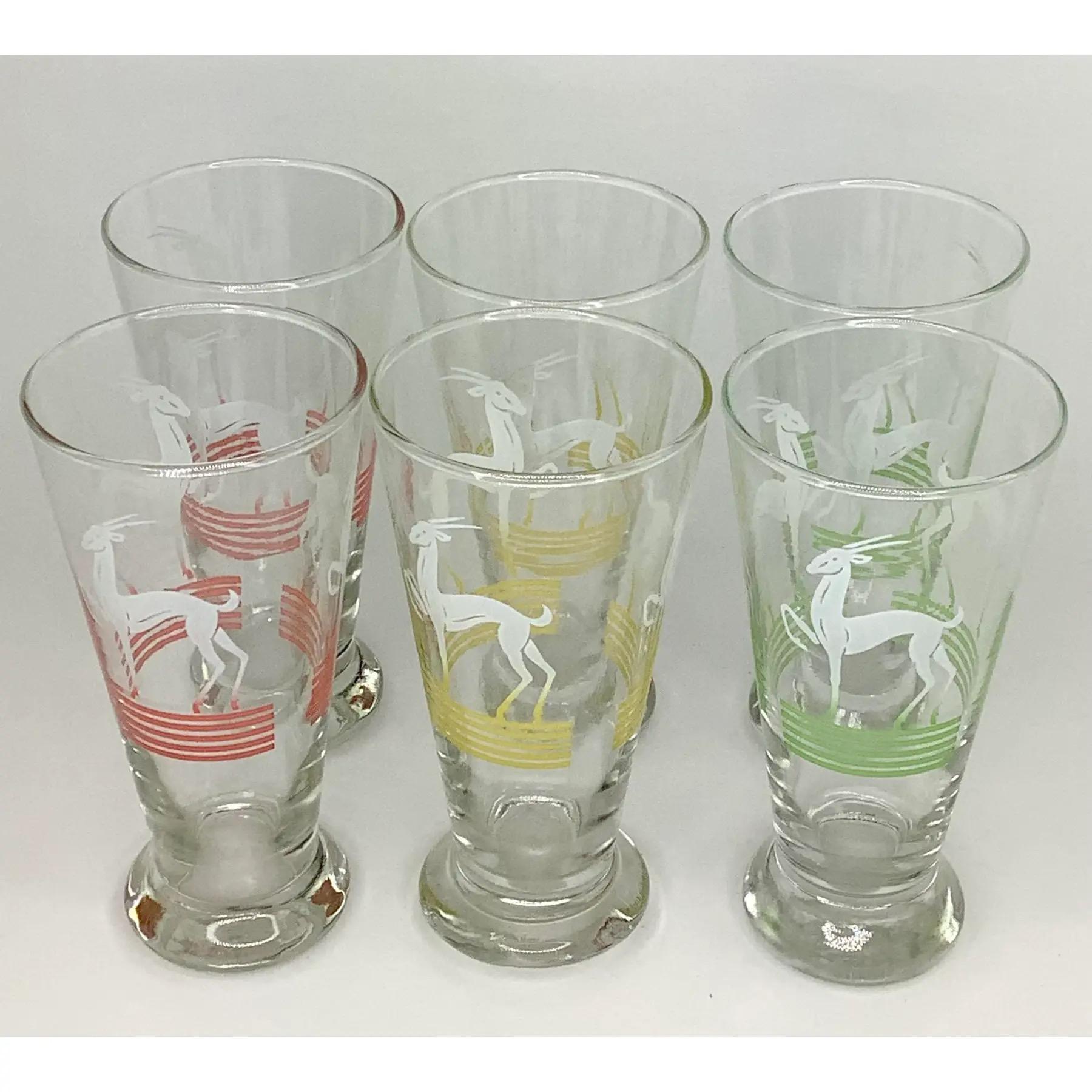 Juego de 6 Vasos Pilsner Atlas Hazel Vintage de mediados de siglo mediados del siglo XX en venta