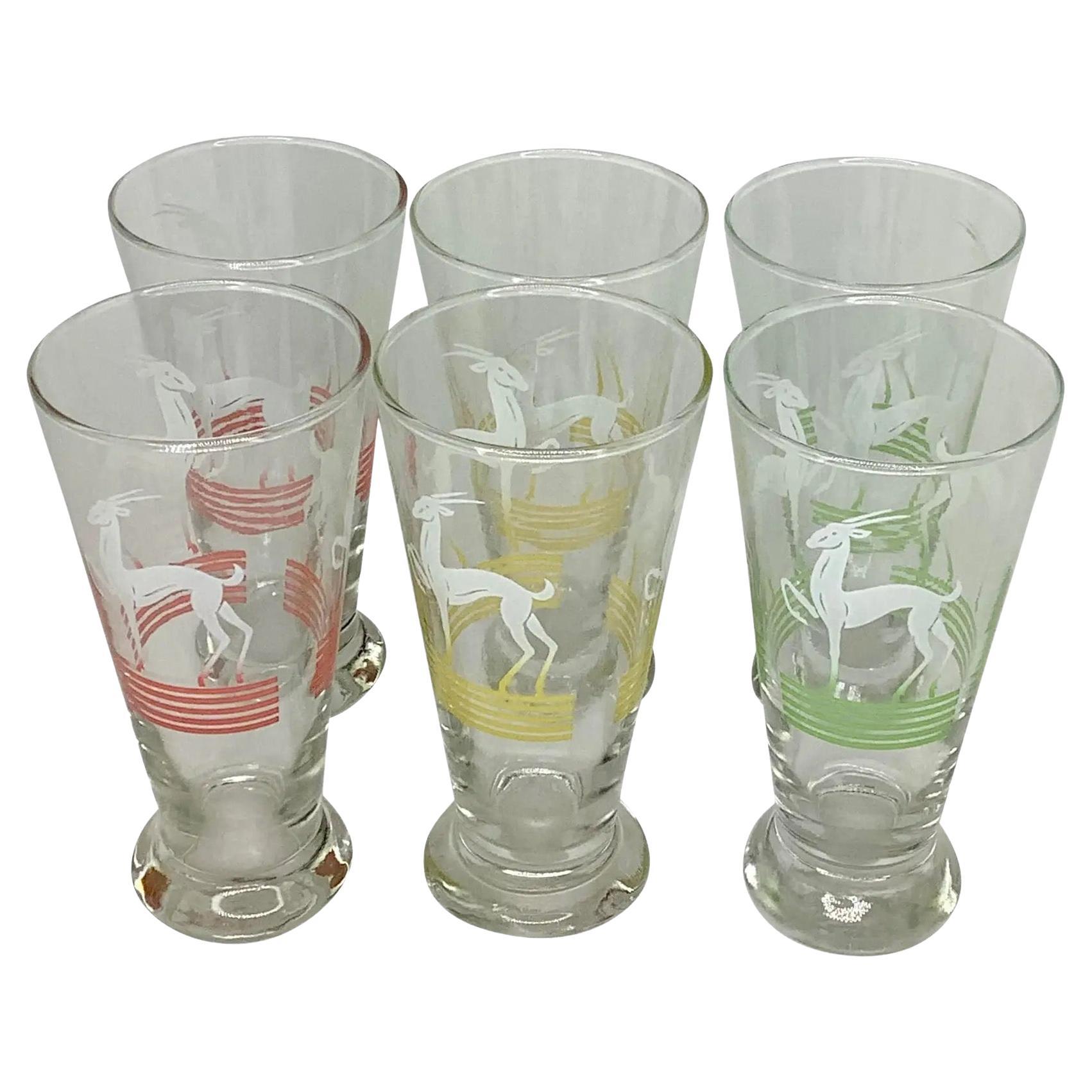 Juego de 6 Vasos Pilsner Atlas Hazel Vintage de mediados de siglo