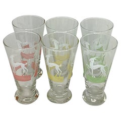 Juego de 6 Vasos Pilsner Atlas Hazel Vintage de mediados de siglo