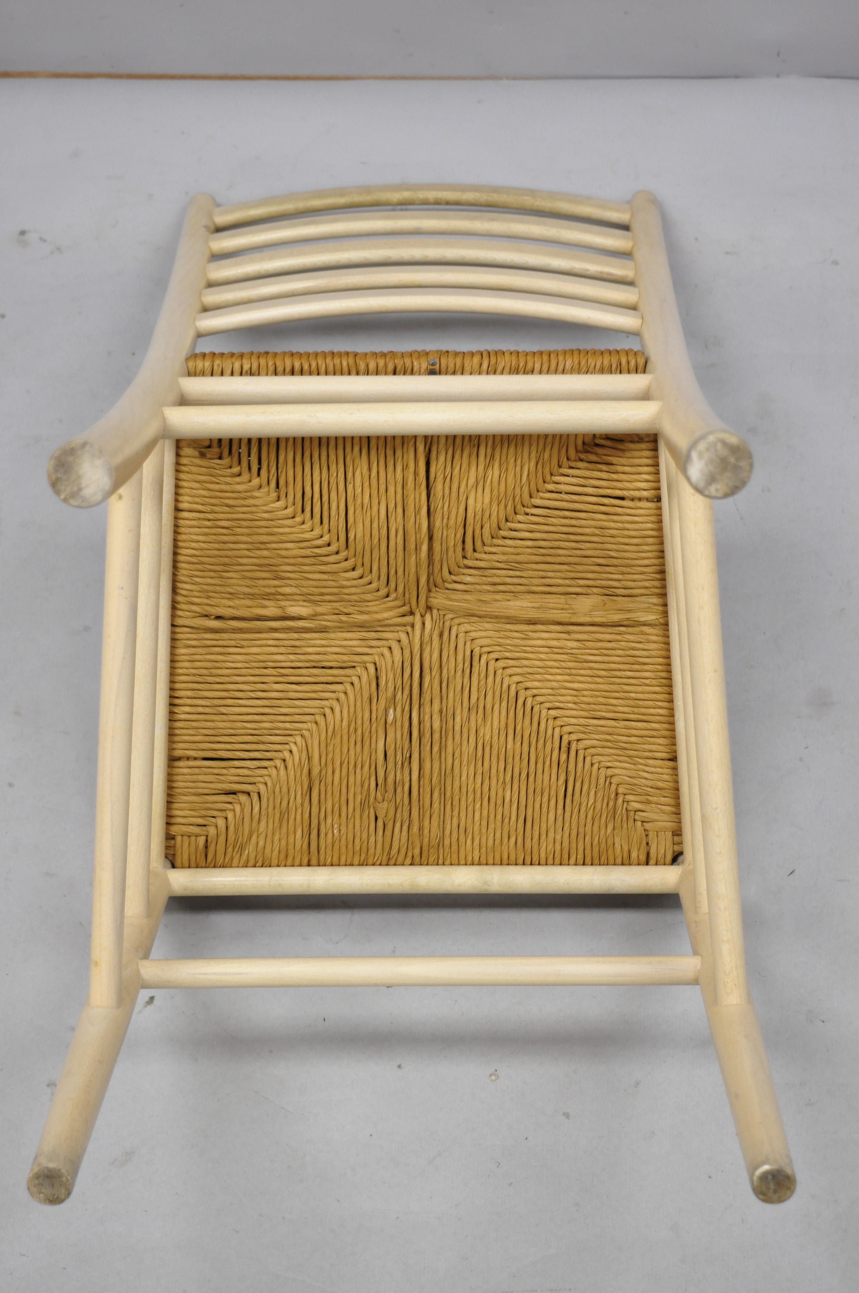 Set of 6 Vintage Midcentury Italian Modern Ladder Back Rush Seat Dining Chairs 2