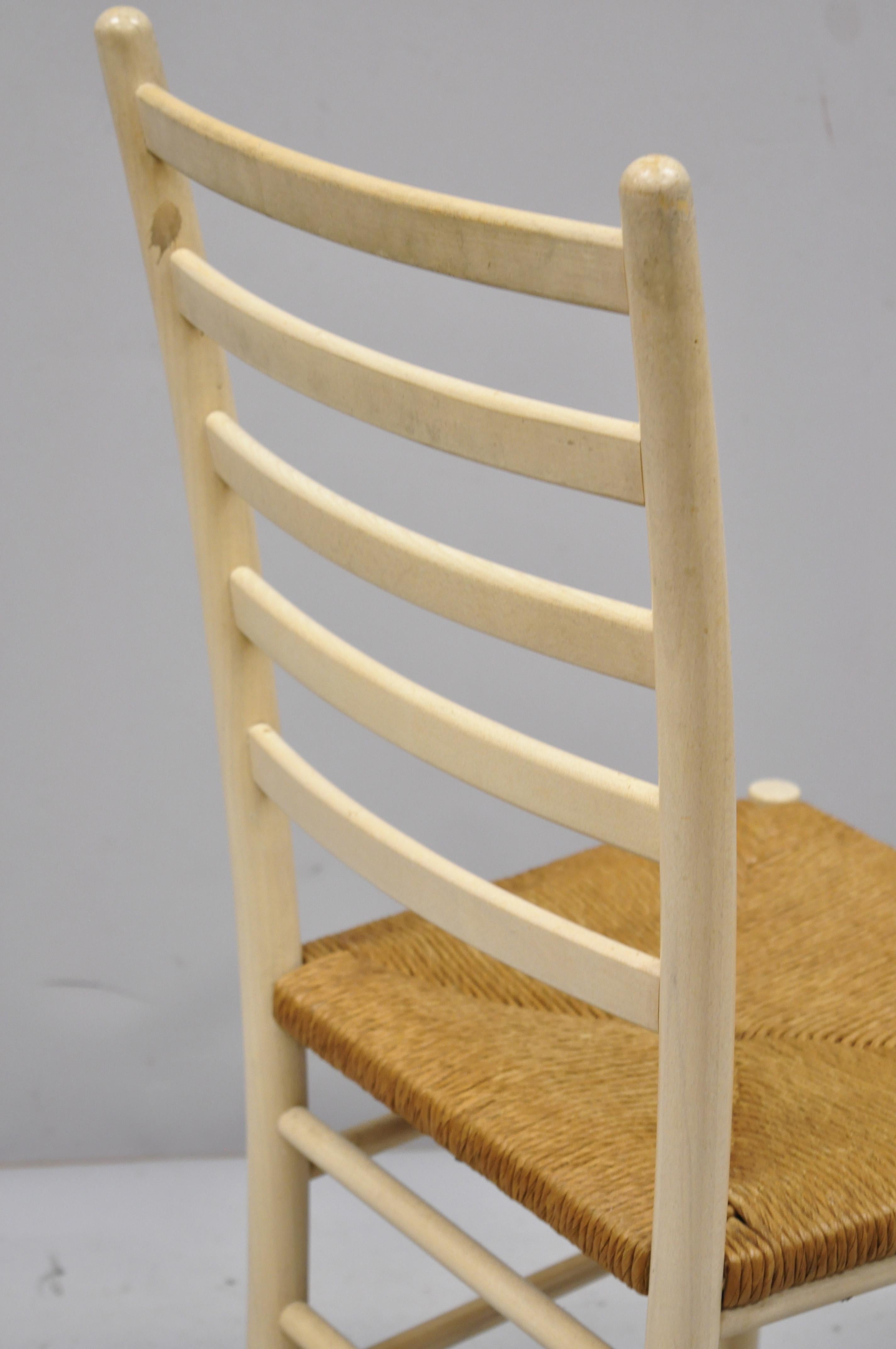 20th Century Set of 6 Vintage Midcentury Italian Modern Ladder Back Rush Seat Dining Chairs