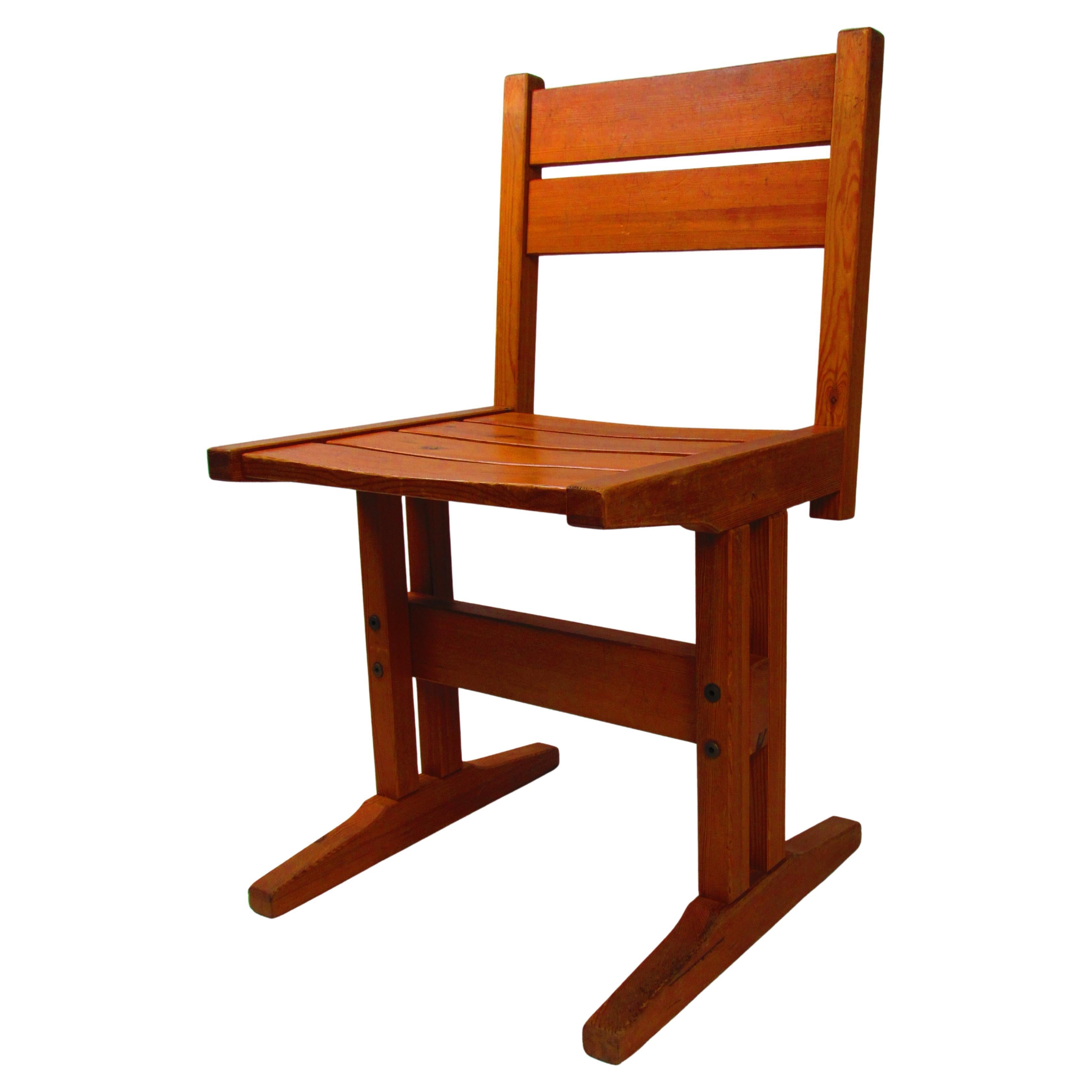 Pine dining chairs, set of 6, mid-century modern