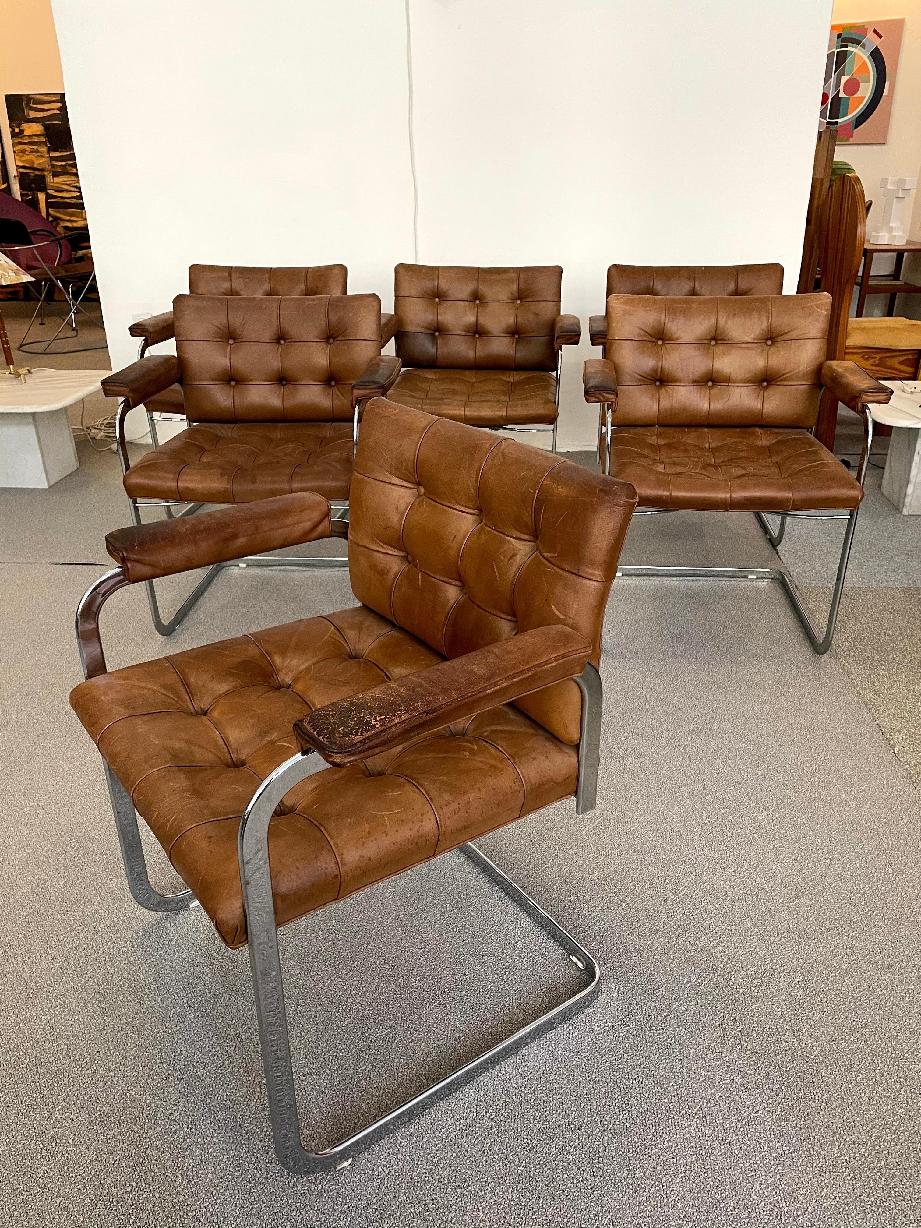 Swiss Set of 6 RH 305 Armchairs by Robert Haussmann for De Sede