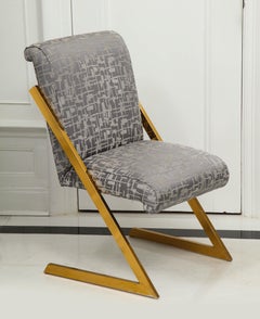 Milo Baughman Set of 6 "Z" Dining Chairs in Polished Brass 1970s