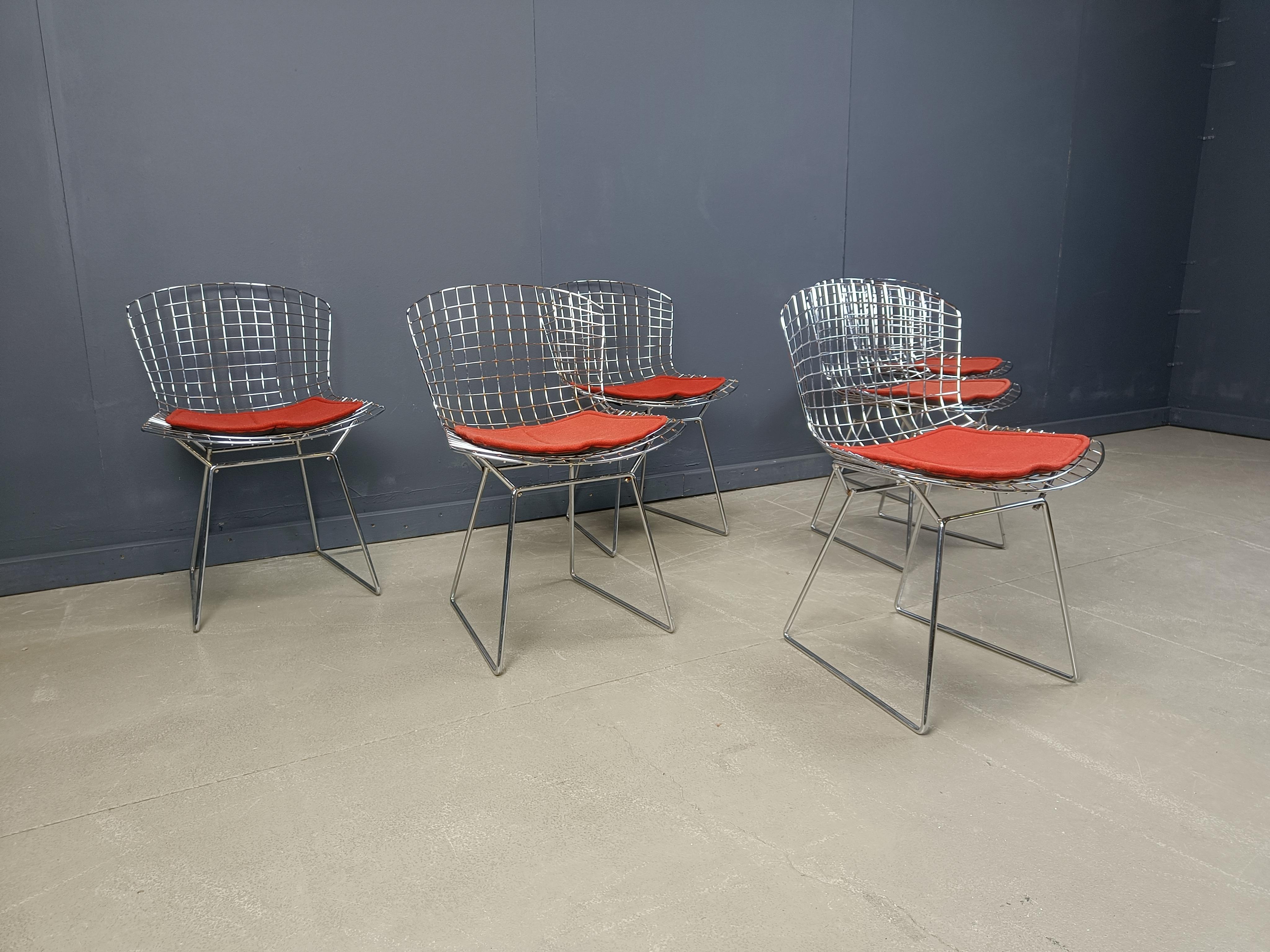 Set of 6 Vintage Model 420 dining chair by Harry Bertoia for Knoll 3