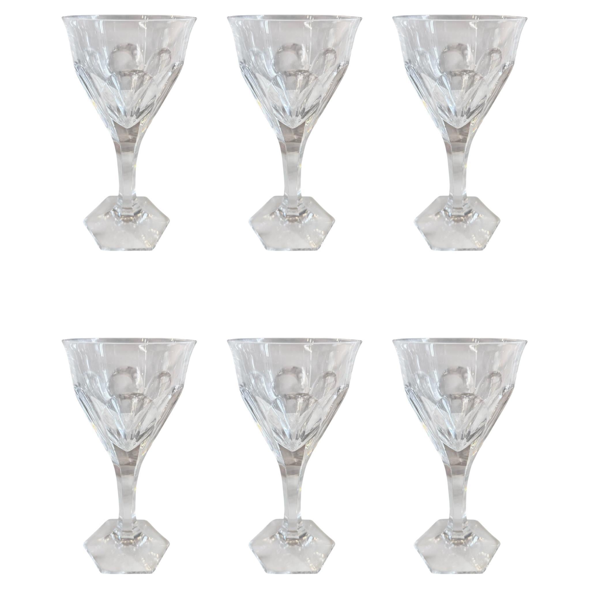 Set of 6 Vintage Moser Style Crystal Glasses