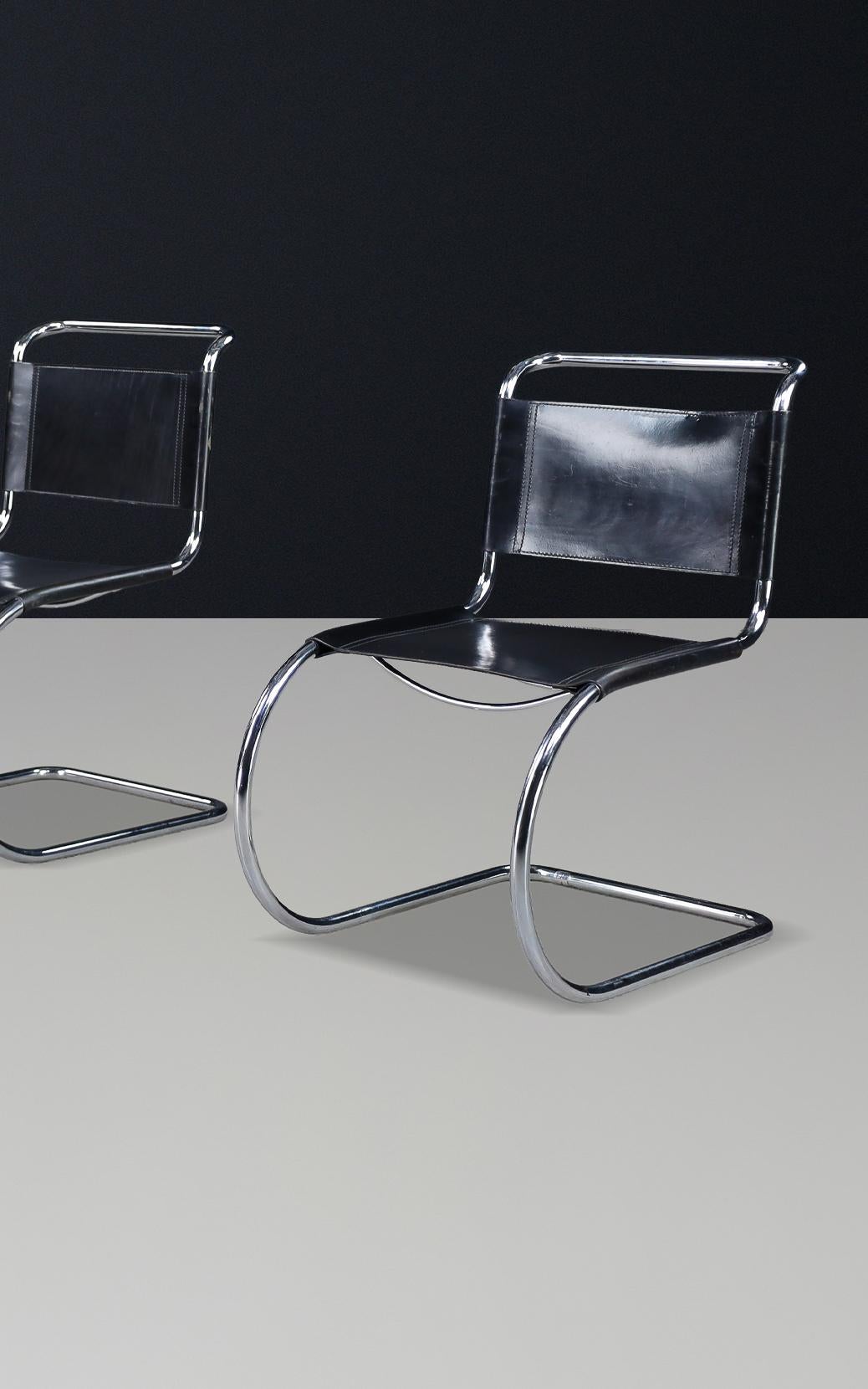6er-Set Vintage MR10 Freischwinger-Esszimmerstühle von Ludwig Mies van der Rohe, 1970 im Angebot 3