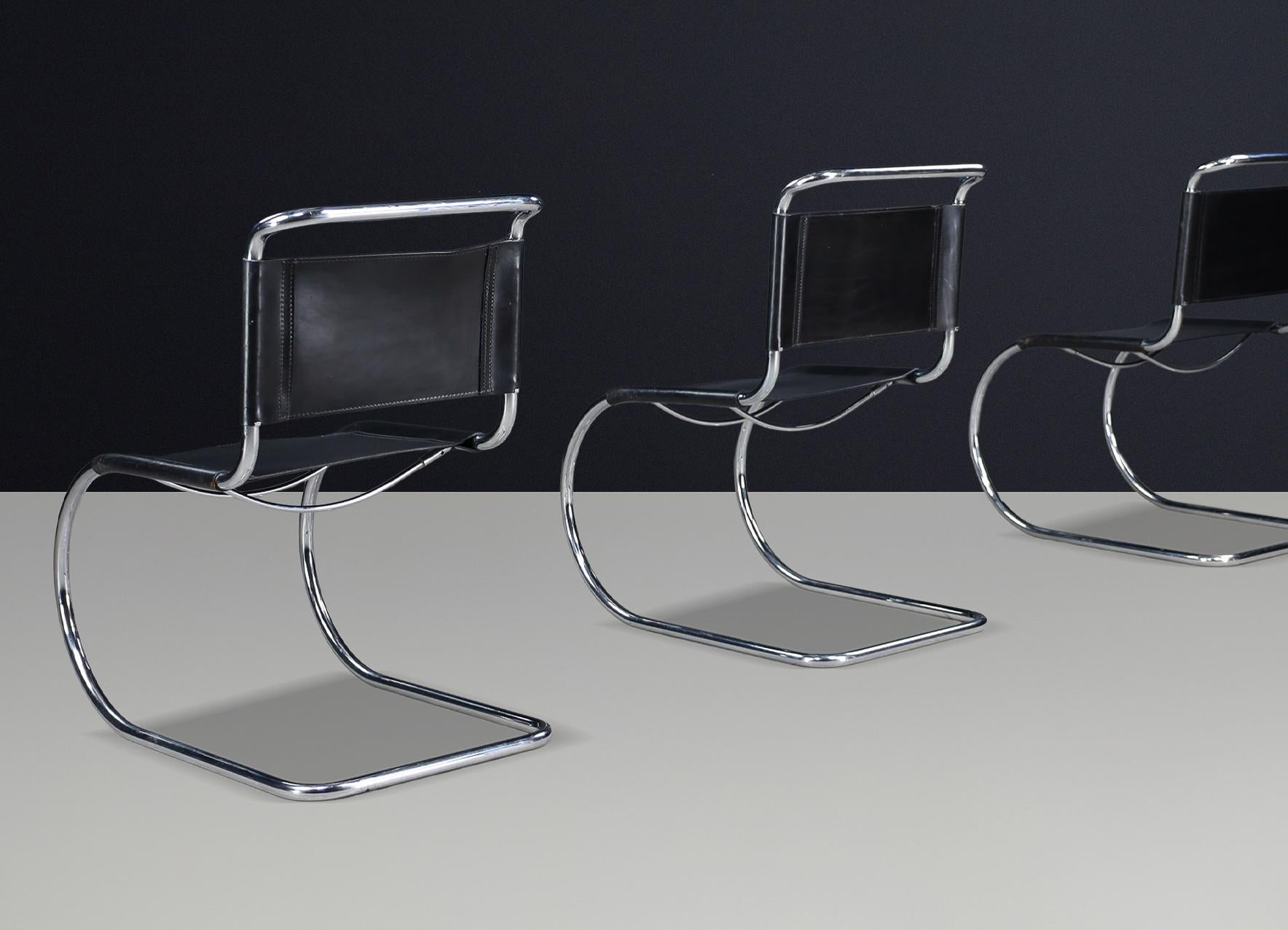 6er-Set Vintage MR10 Freischwinger-Esszimmerstühle von Ludwig Mies van der Rohe, 1970 im Angebot 4