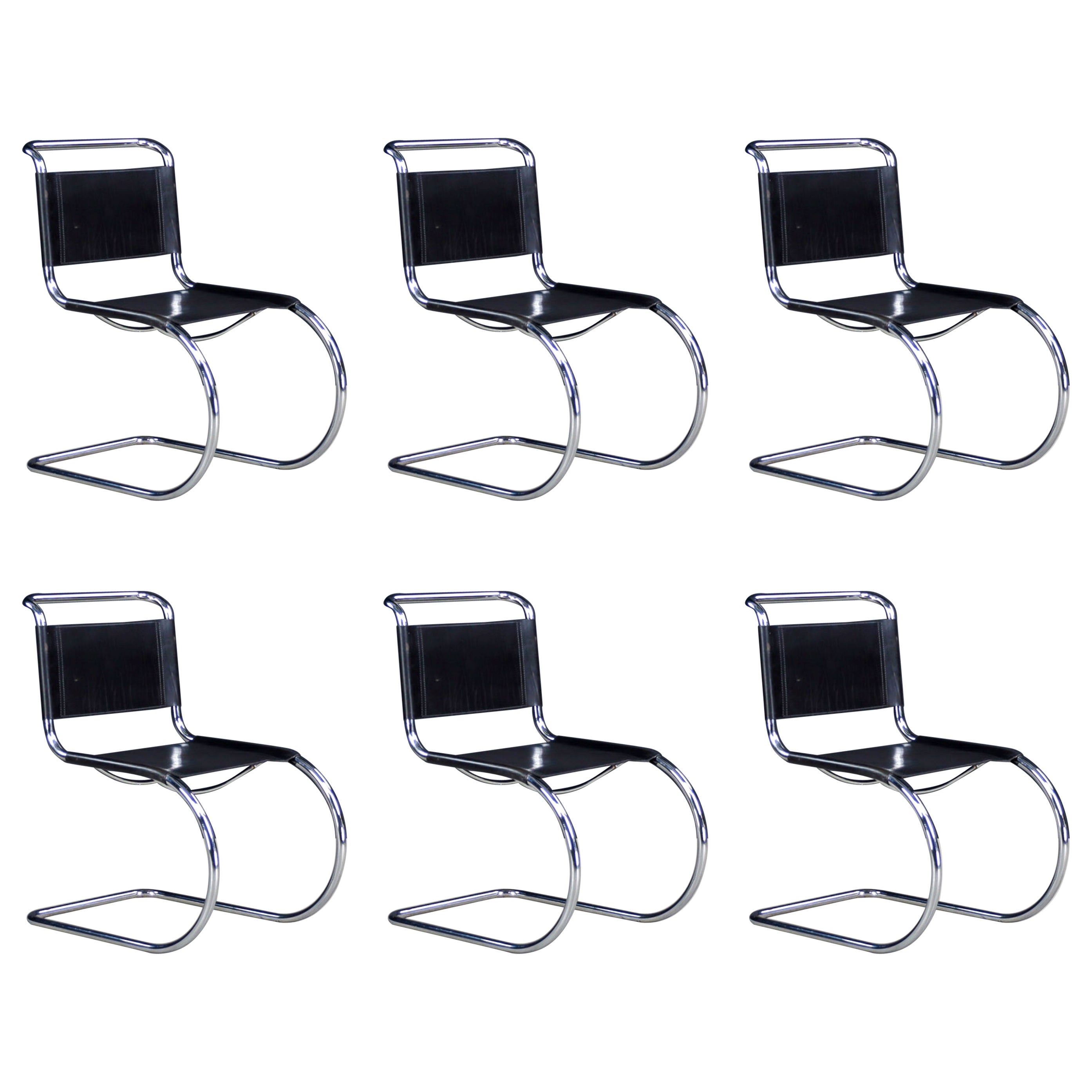 6er-Set Vintage MR10 Freischwinger-Esszimmerstühle von Ludwig Mies van der Rohe, 1970 im Angebot