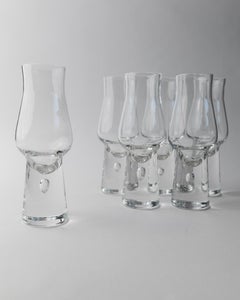 Set of 6 Vintage Murano Drinking Glasses with Bubble Stem, Italy, 1970s