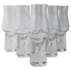 Set of 6 Vintage Murano Drinking Glasses with Bubble Stem, Italy, 1970s