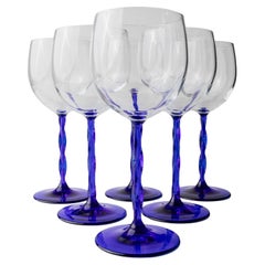 Set of 6 Vintage Murano Glass Wine Glasses, Italy, 1970s Set of 6 Vintage Murano Glass Wine Glasses, Italy, 1970s