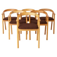 Set of 6 Vintage Oak Dining Chairs – Likely Danish, 1970s – Refurbished