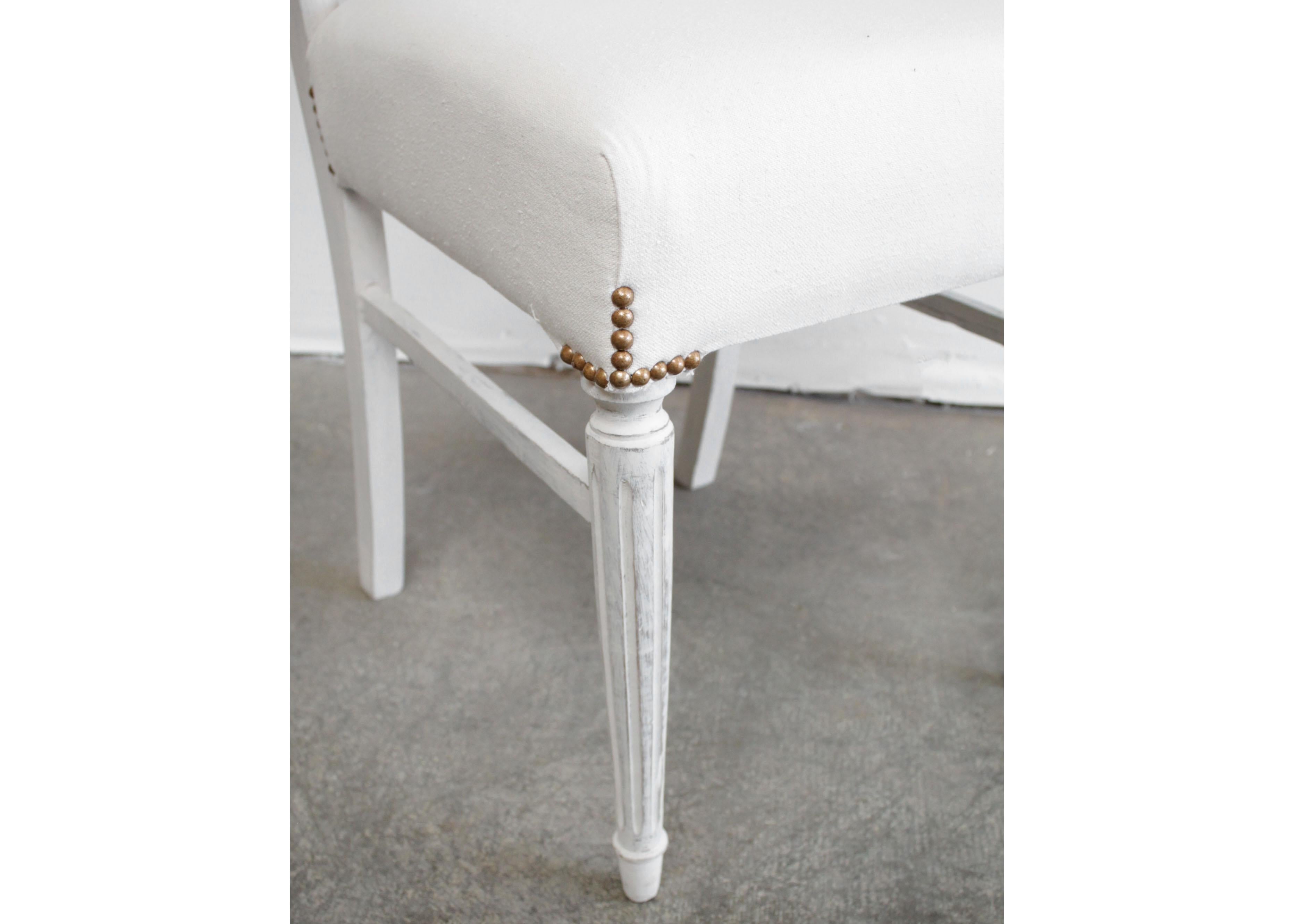 20th Century Set of 6 Vintage Painted and Upholstered Swedish Style Dining Chairs