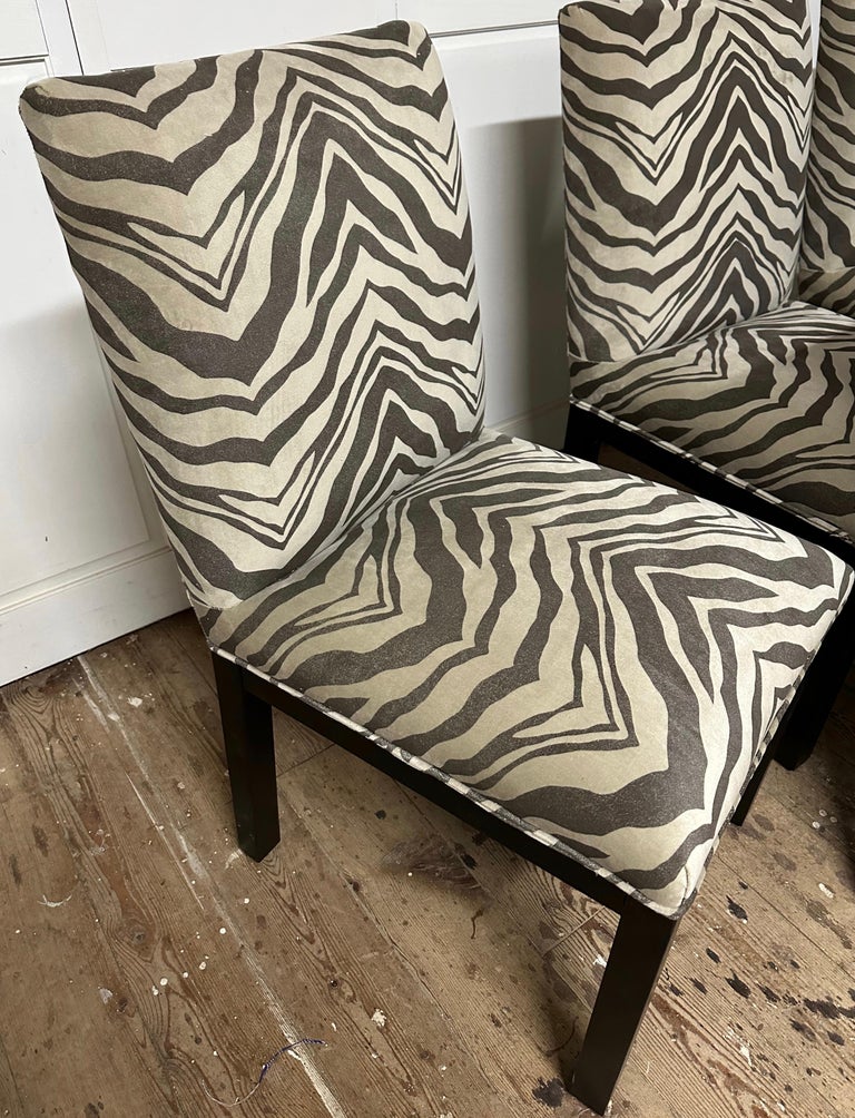 Fabric Set of 6 Vintage Parsons Dining Chairs For Sale