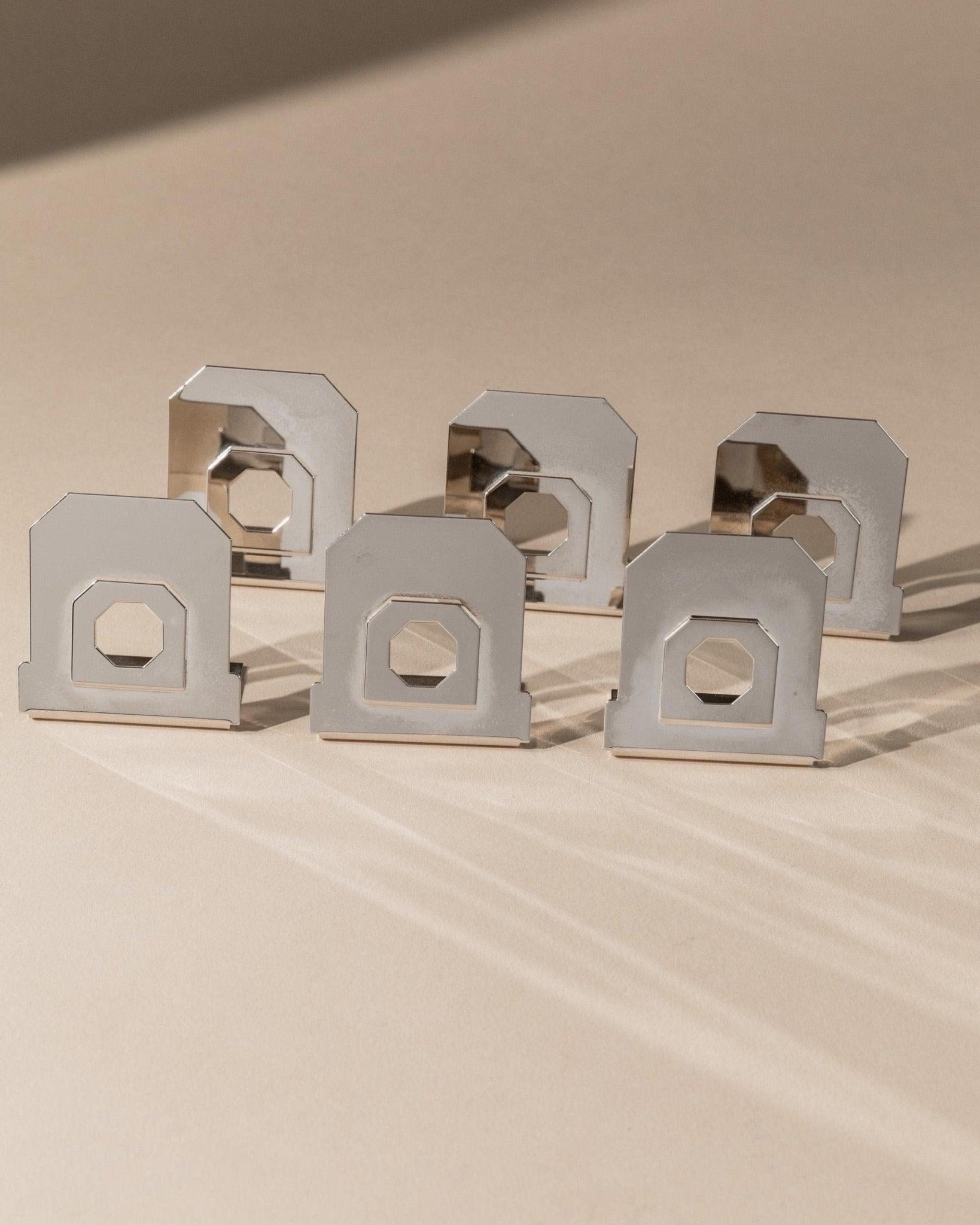 6er Set Vintage Tischkartenhalter Versilbertes zeitloses Design mit Achteck im Angebot 5