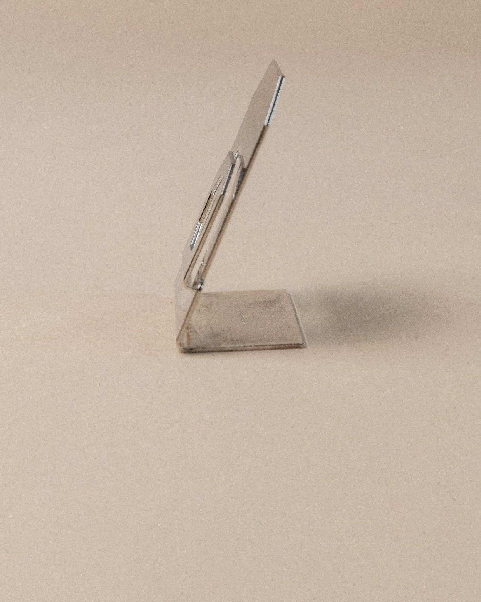 6er Set Vintage Tischkartenhalter Versilbertes zeitloses Design mit Achteck (Versilberung) im Angebot