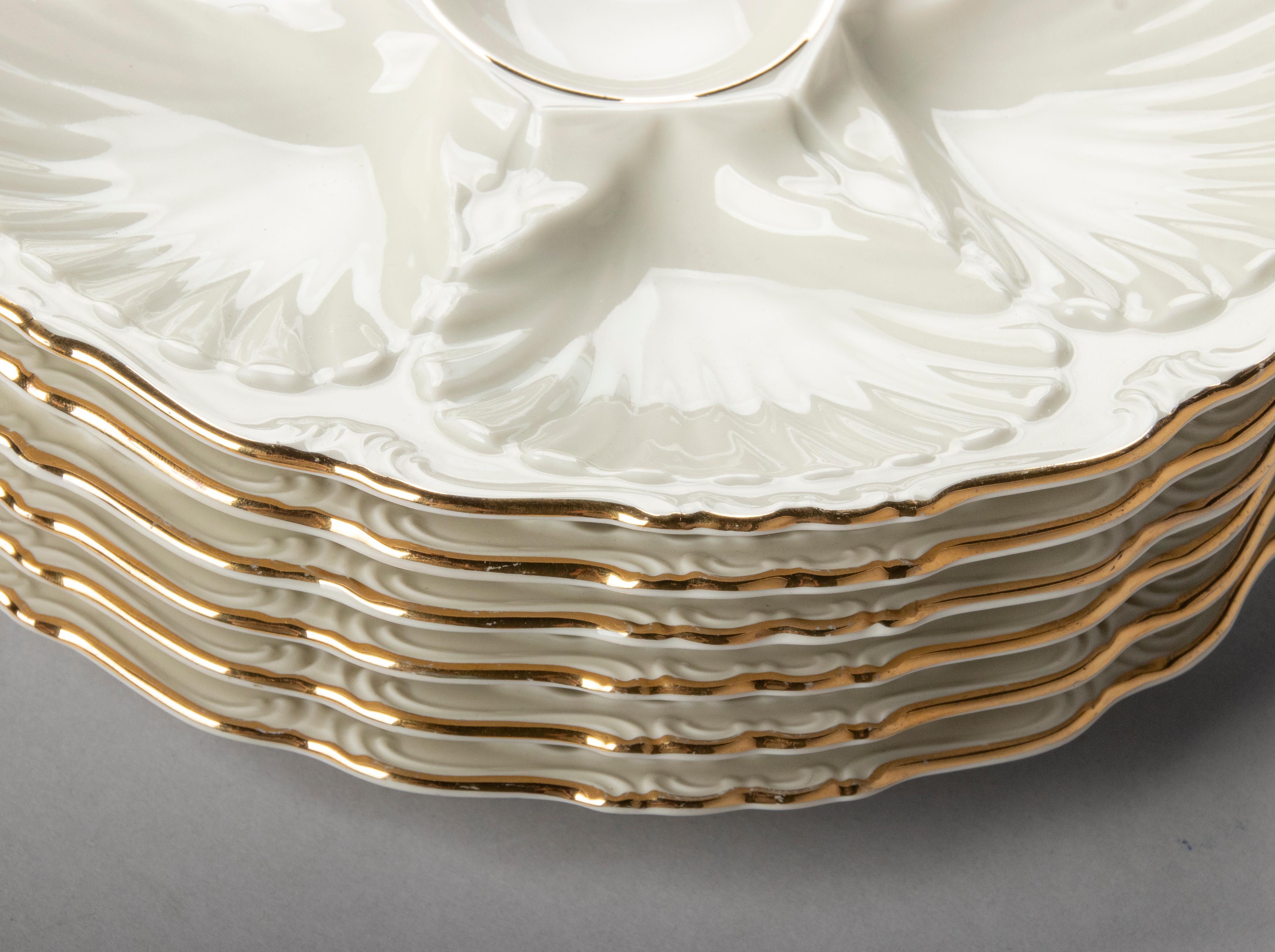 Set of 6 Vintage Porcelain Oyster Plates Made by Edelstein Germany 4