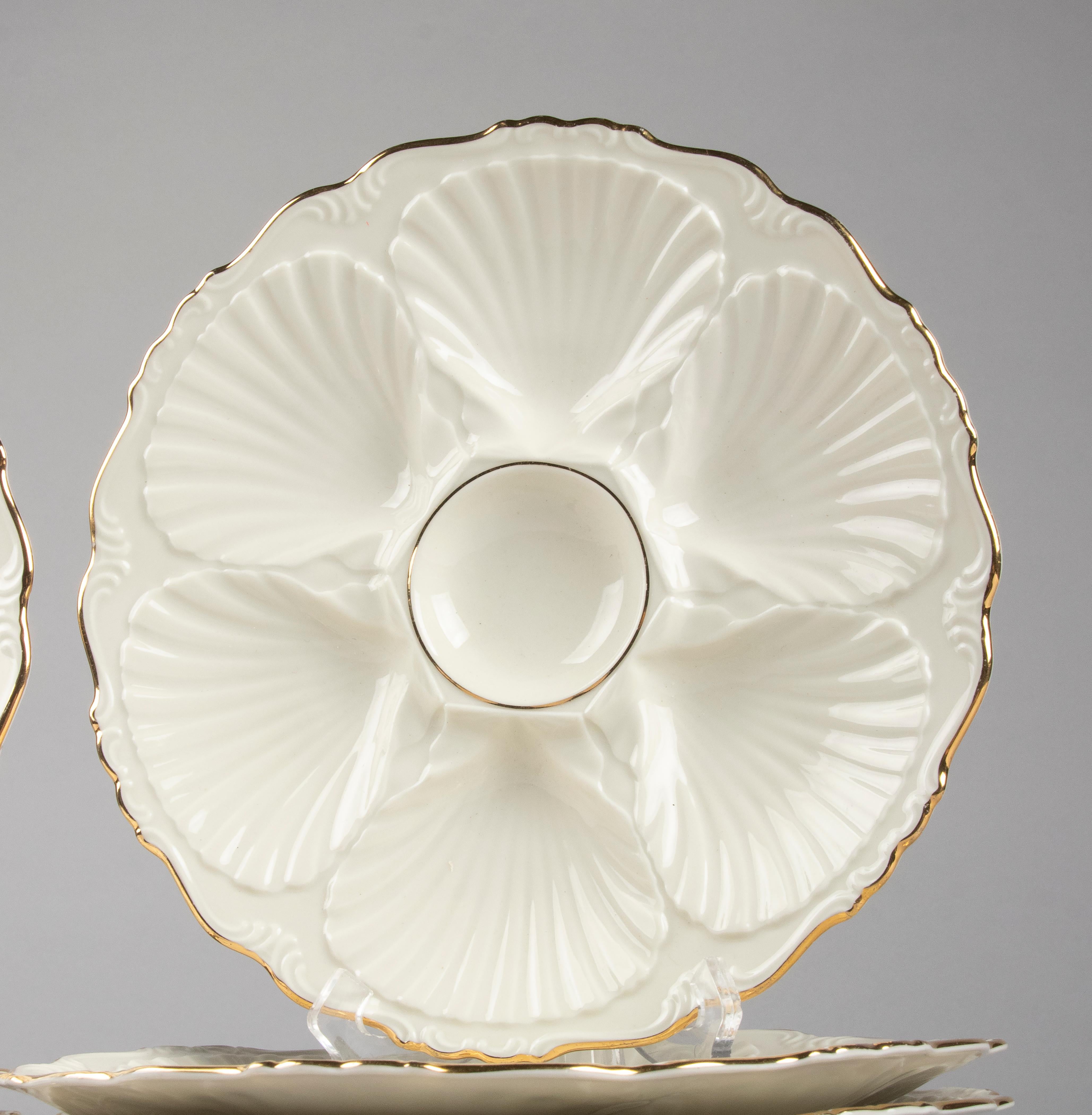 Mid-Century Modern Set of 6 Vintage Porcelain Oyster Plates Made by Edelstein Germany