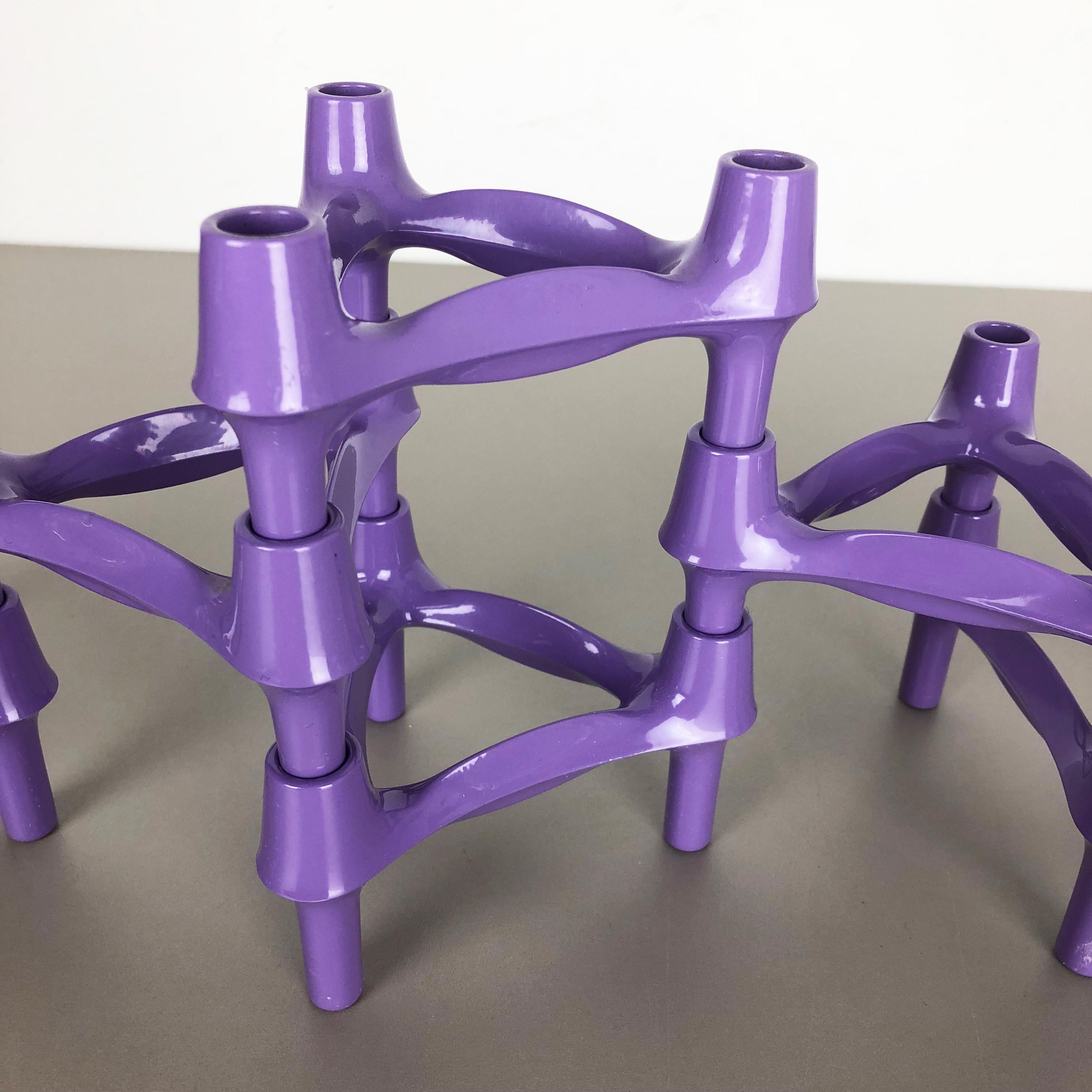 German Set of 6 Vintage purple BMF Nagel Candleholder Designed by Caesar Stoffi, 1970s