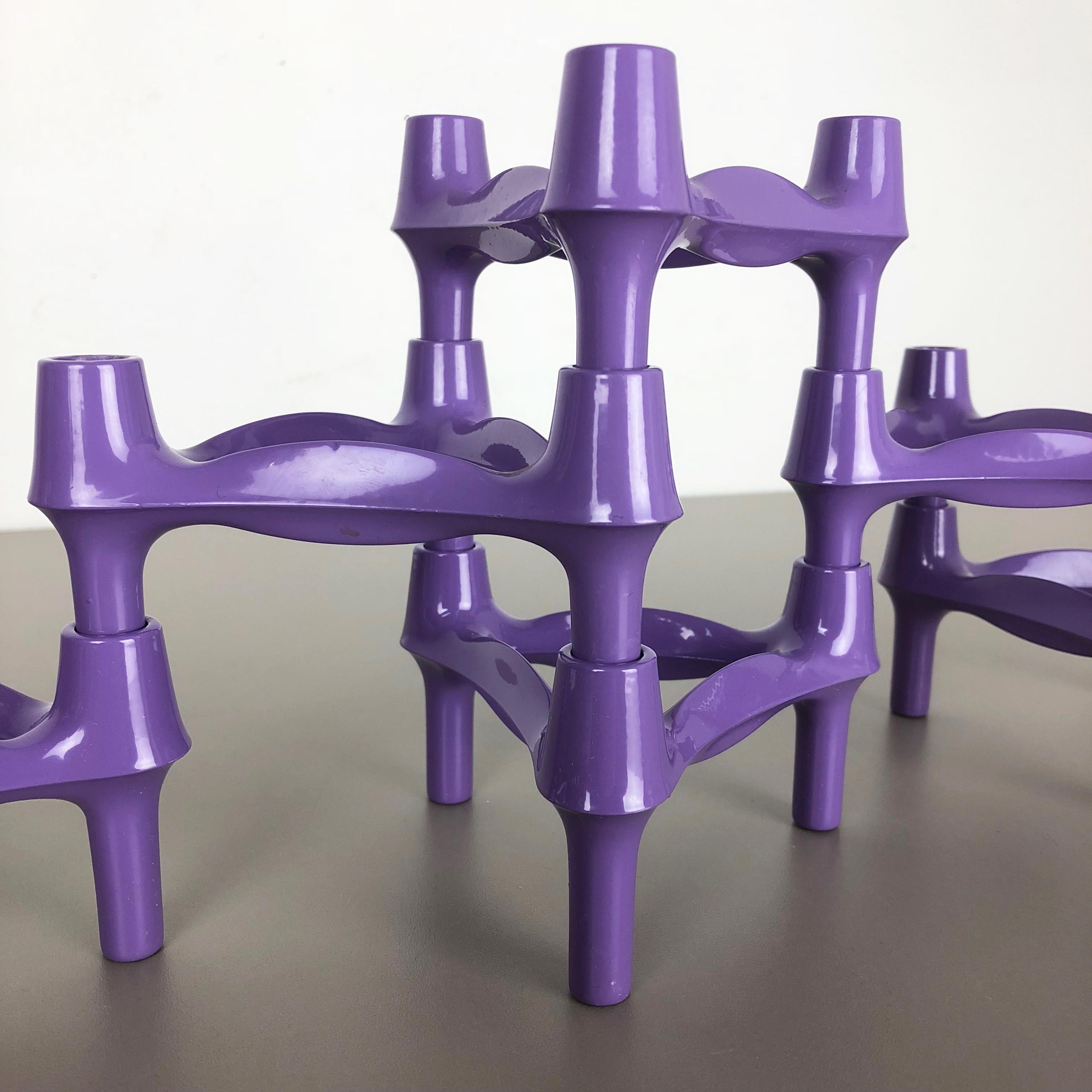 20th Century Set of 6 Vintage purple BMF Nagel Candleholder Designed by Caesar Stoffi, 1970s