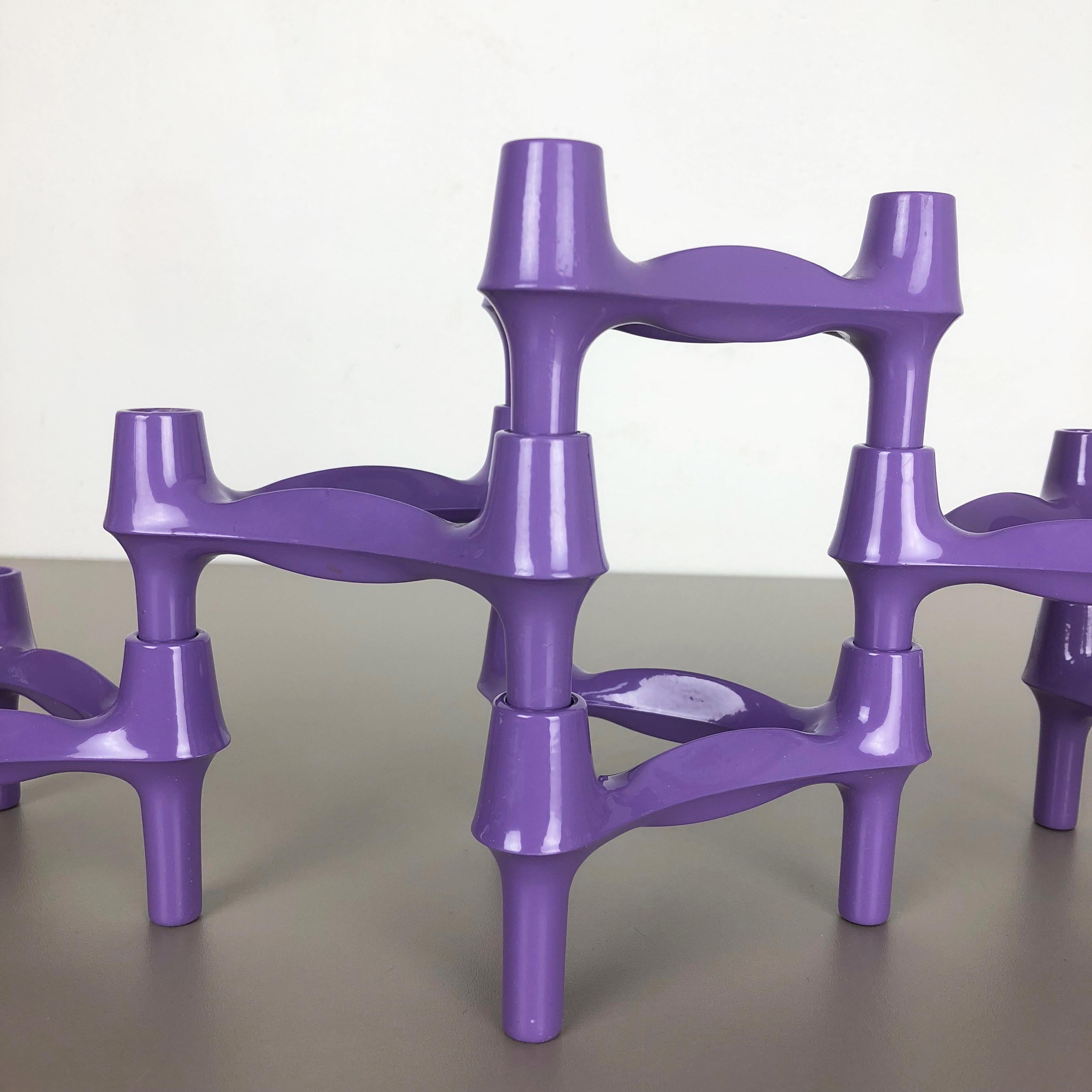 Set of 6 Vintage purple BMF Nagel Candleholder Designed by Caesar Stoffi, 1970s 1