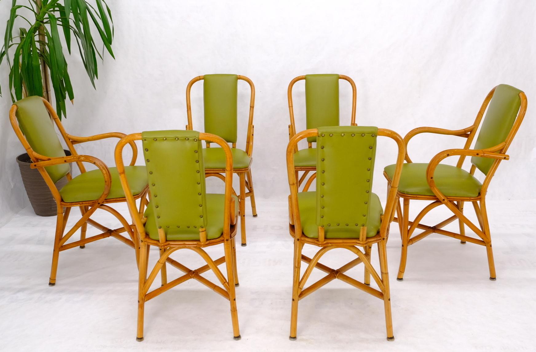 green bamboo style dining chair