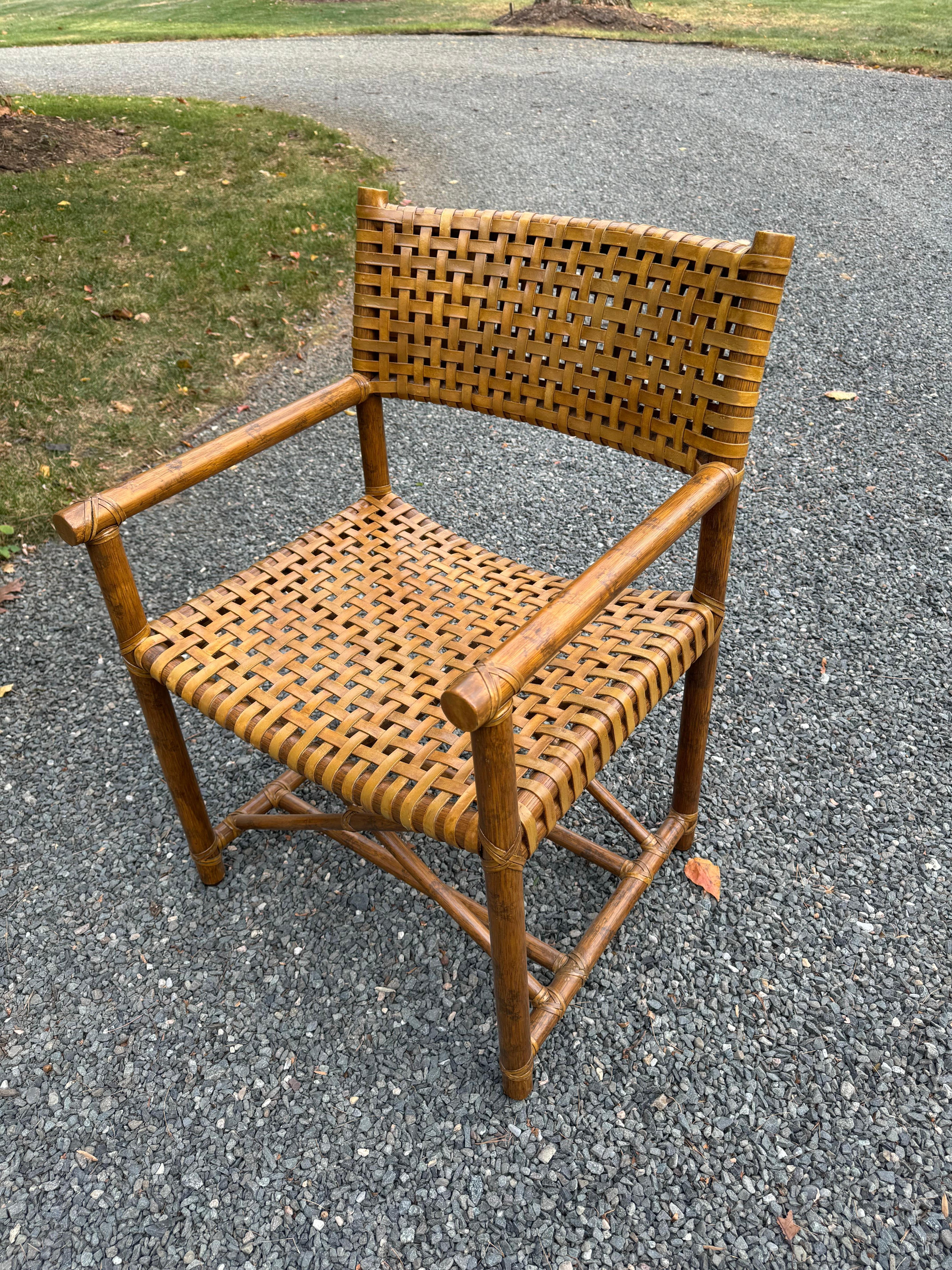 American Set of 6  Vintage Rawhide & Rattan Antalya Dining Chairs by McGuire