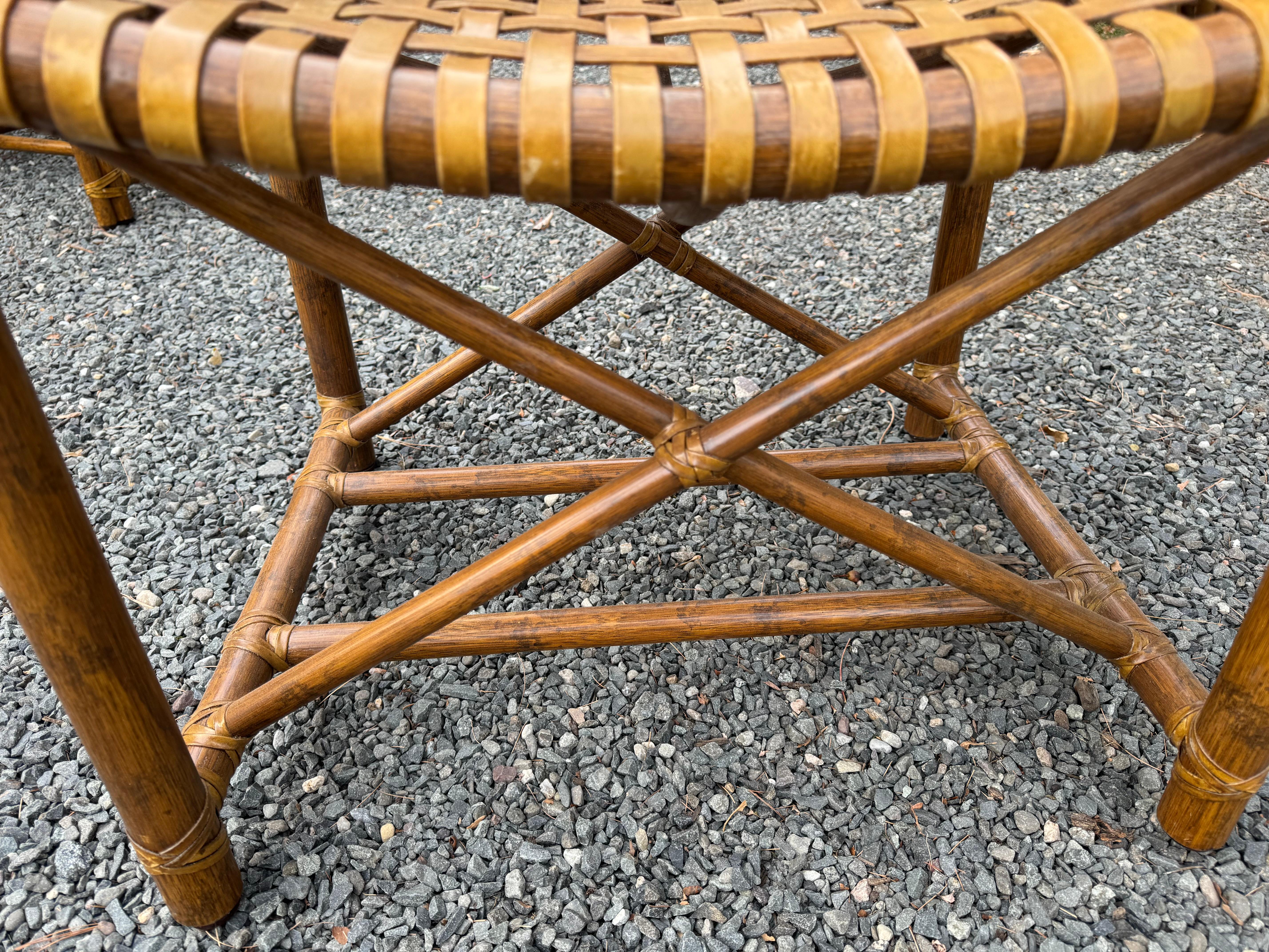 20th Century Set of 6  Vintage Rawhide & Rattan Antalya Dining Chairs by McGuire