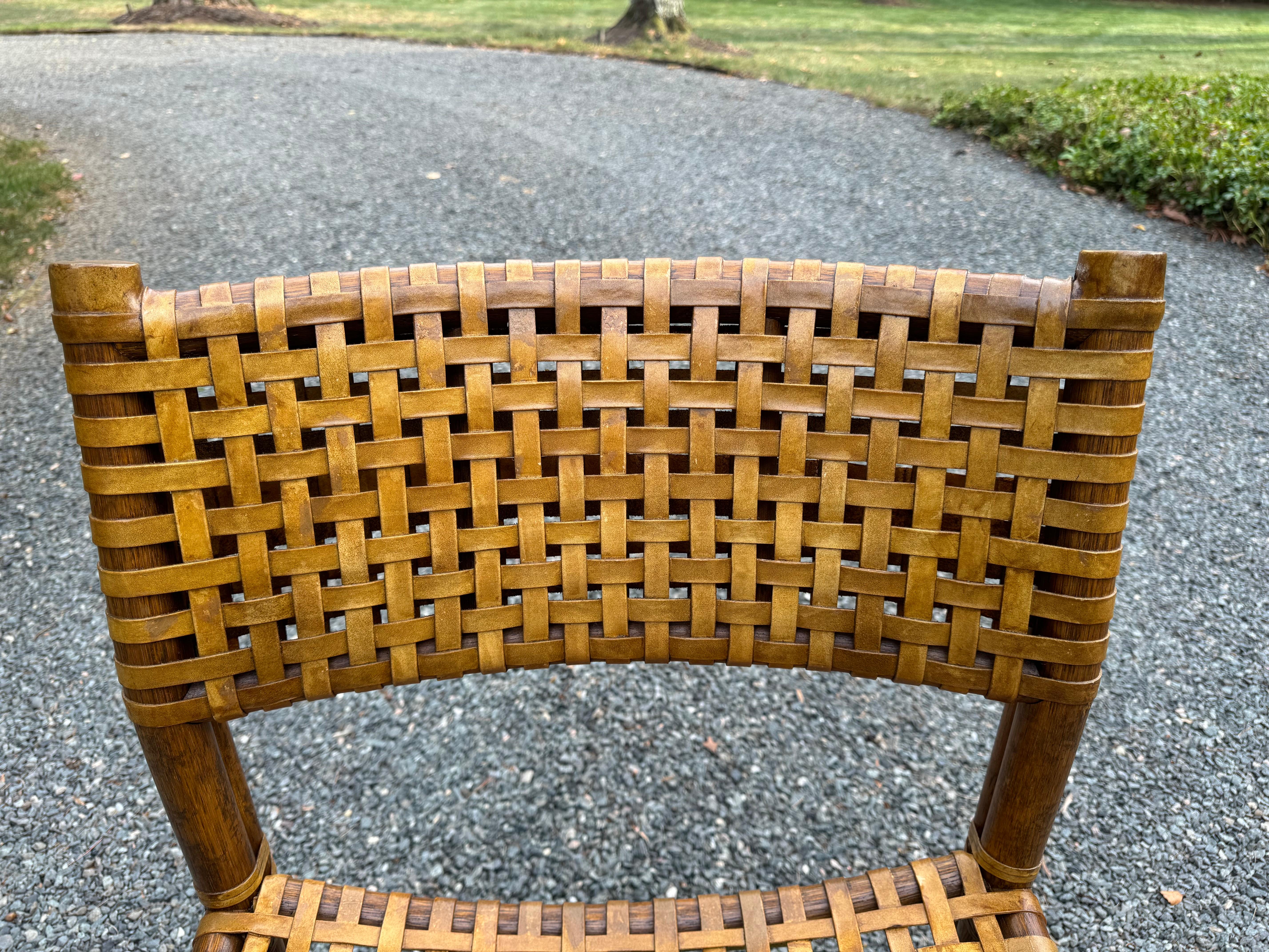 Set of 6  Vintage Rawhide & Rattan Antalya Dining Chairs by McGuire 3