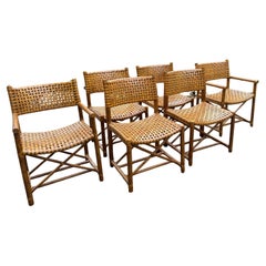 Set of 6  Vintage Rawhide & Rattan Antalya Dining Chairs by McGuire