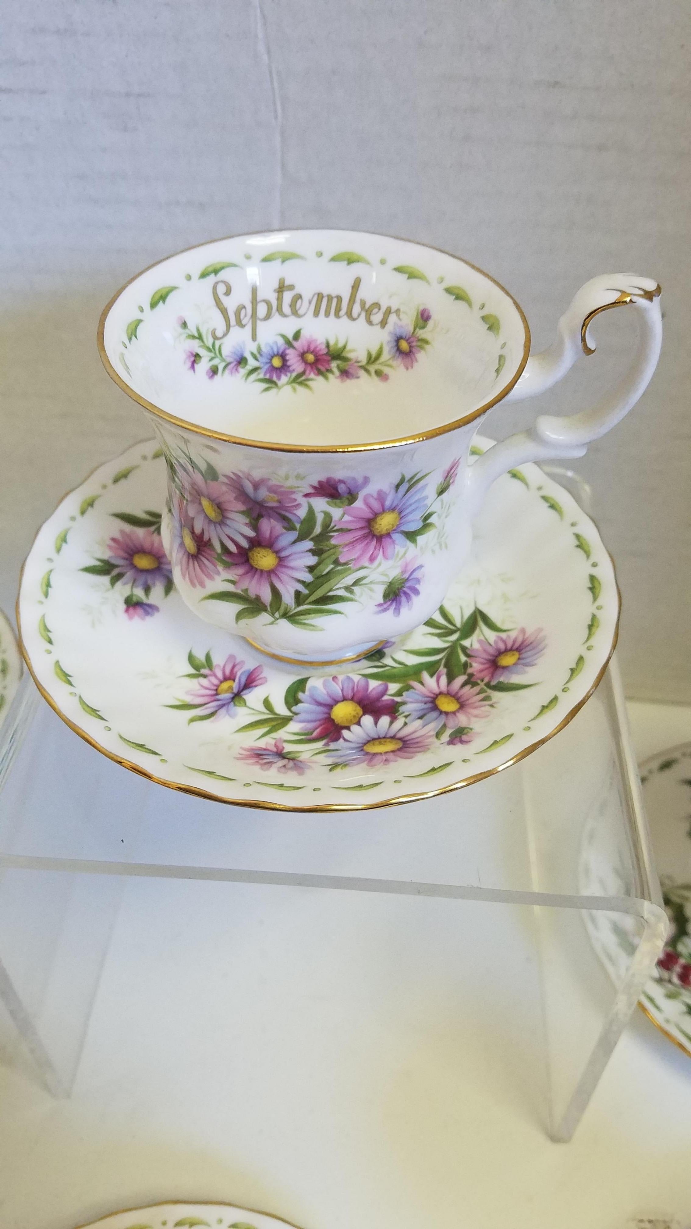 Set of 6 teacup and saucers by Royal Albert. They are English porcelain and are from the 
