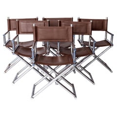Set of 6 Vintage Safari Folding Chairs – Chrome Frame – 1970s/80s Mid-Century