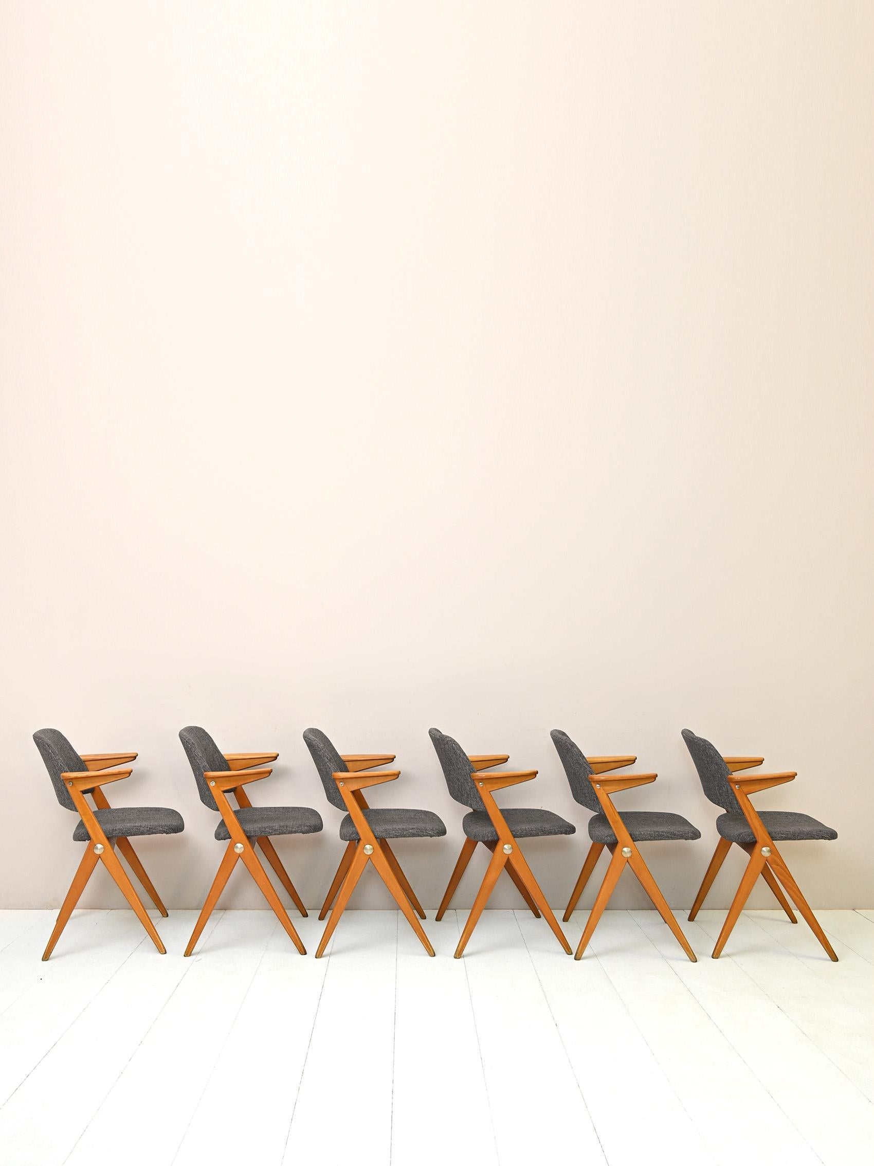 Set of 6 vintage Scandinavian chairs designed by Bengt Ruda for NK 5