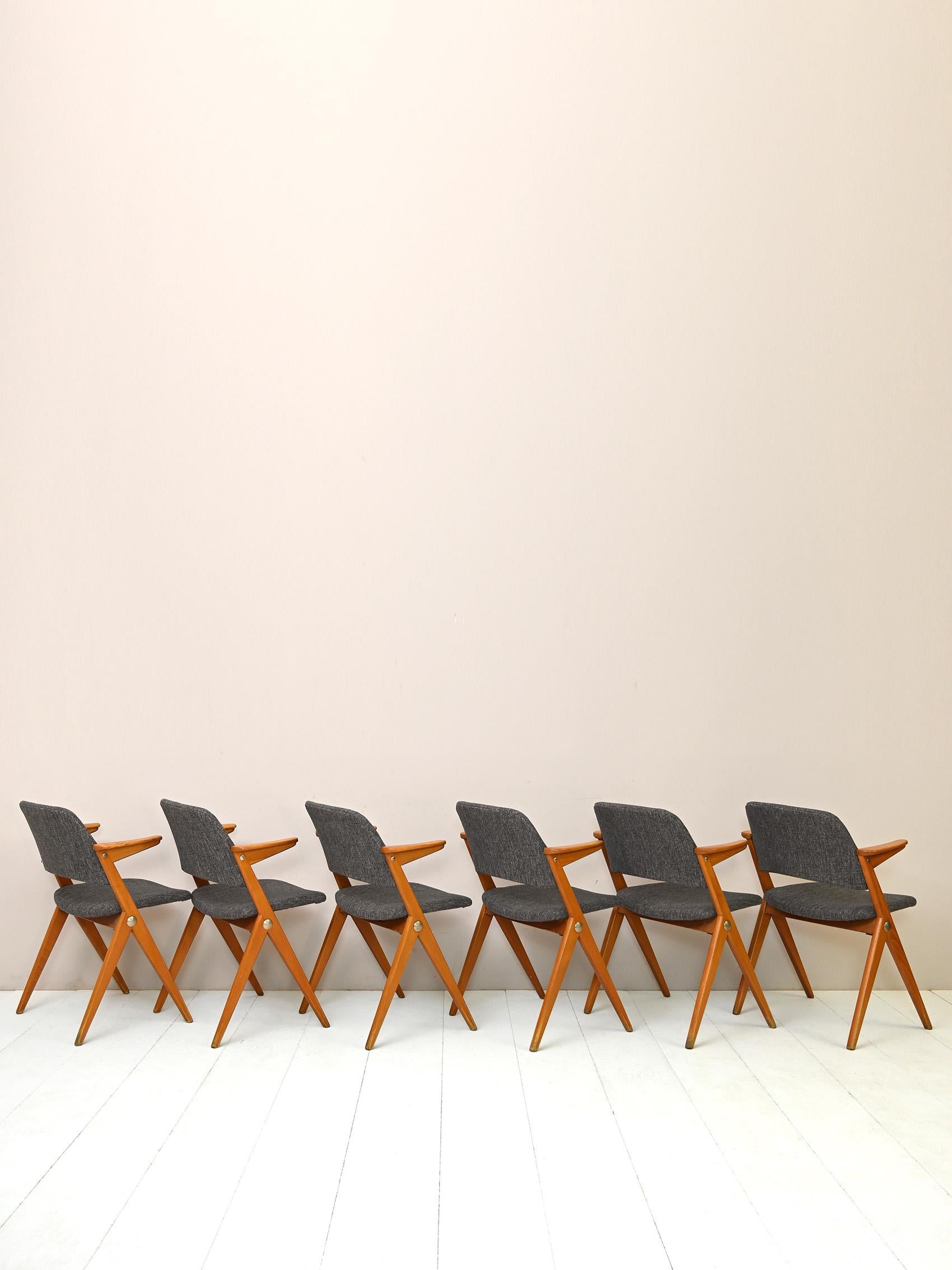 Set of 6 vintage Scandinavian chairs designed by Bengt Ruda for NK 7