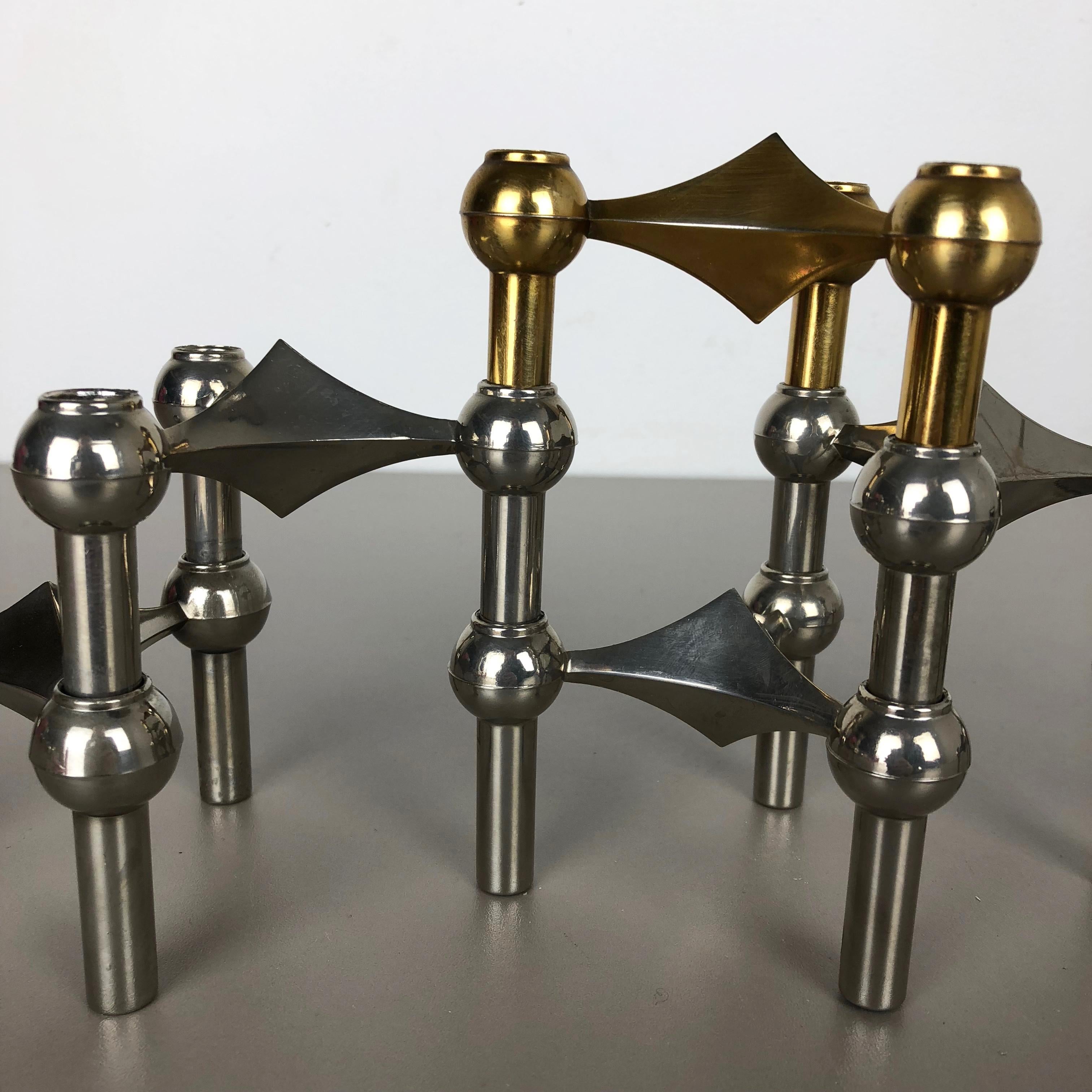 Metal Set of 6 Vintage sculptural BMF Nagel Candleholder Germany, 1970s