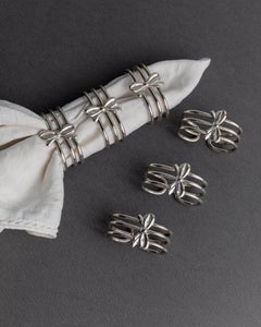 Set of 6 Vintage Silver Plated Napkin Rings with Ribbon Detail, Italy, 1970s