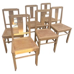Ensemble de 6 chaises vintage en chêne massif, années 1950