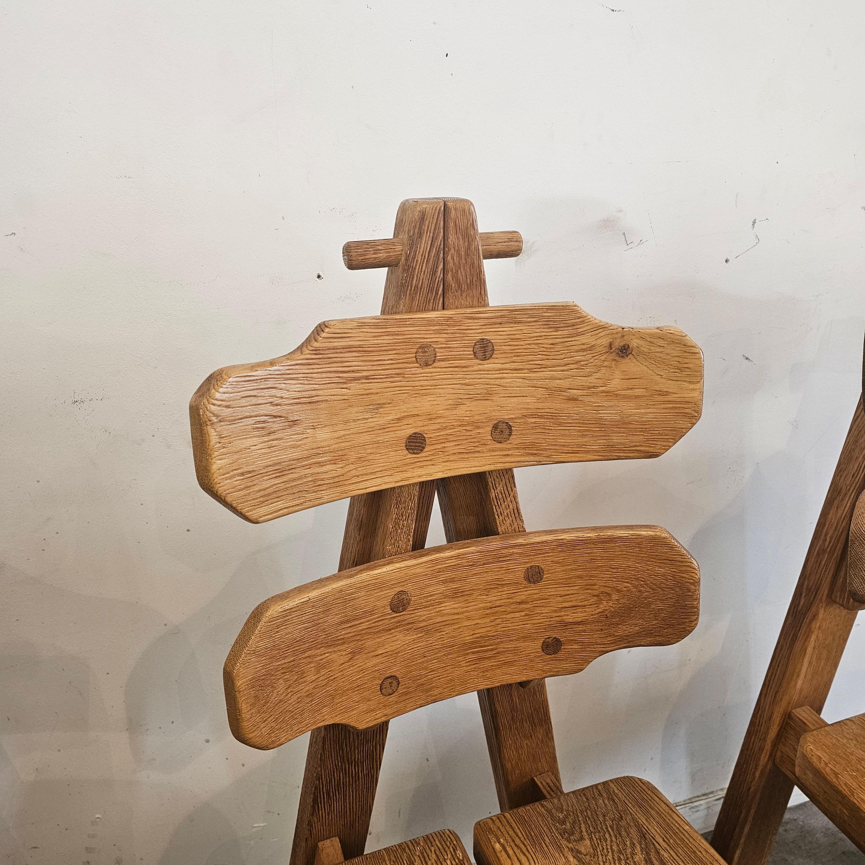 Brutalisme Ensemble de 6 chaises de salle à manger espagnoles Brutalist 1960s en vente