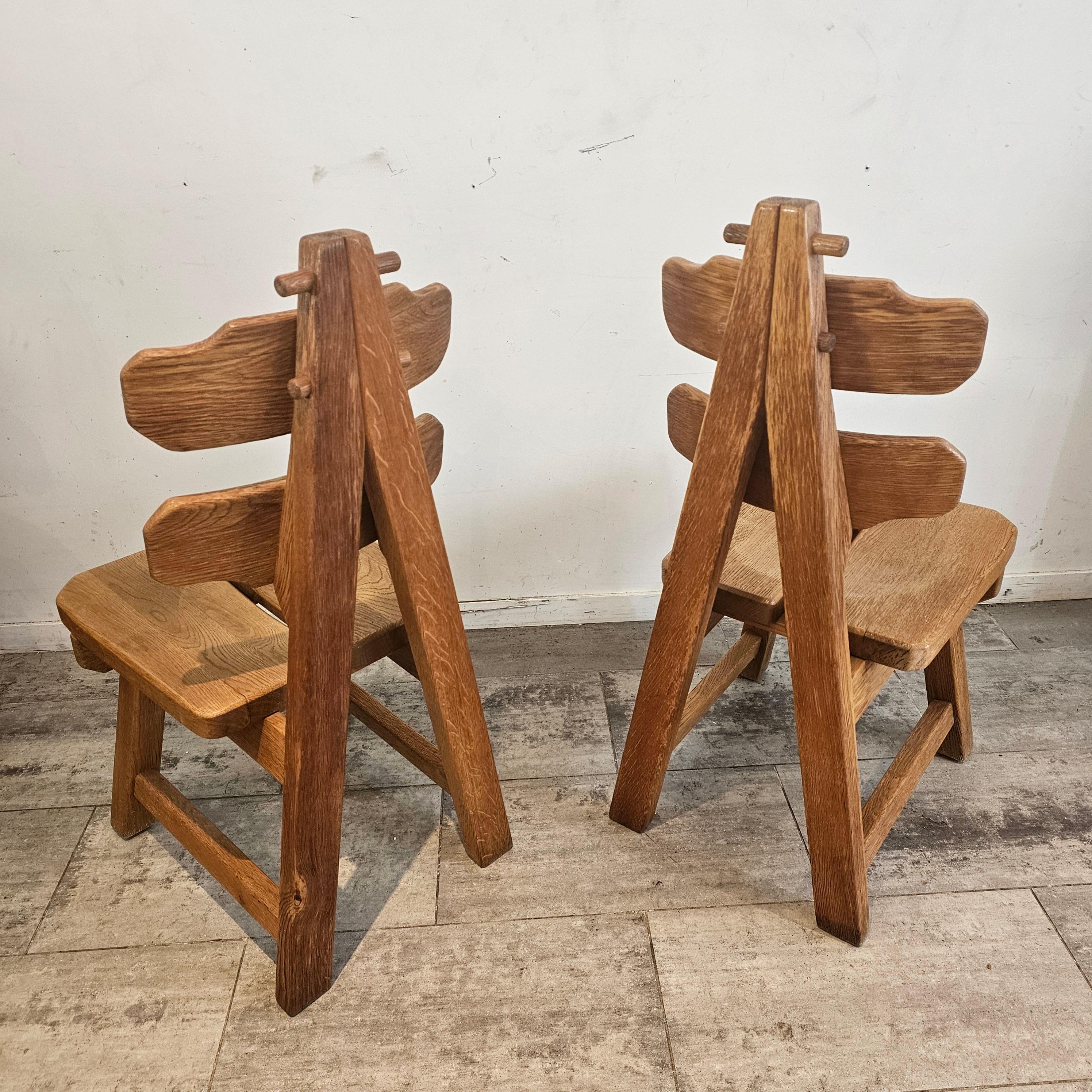 Ensemble de 6 chaises de salle à manger espagnoles Brutalist 1960s en vente 1