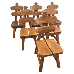 Set of 6 Vintage Spanish Brutalist Dining Chairs 1960s