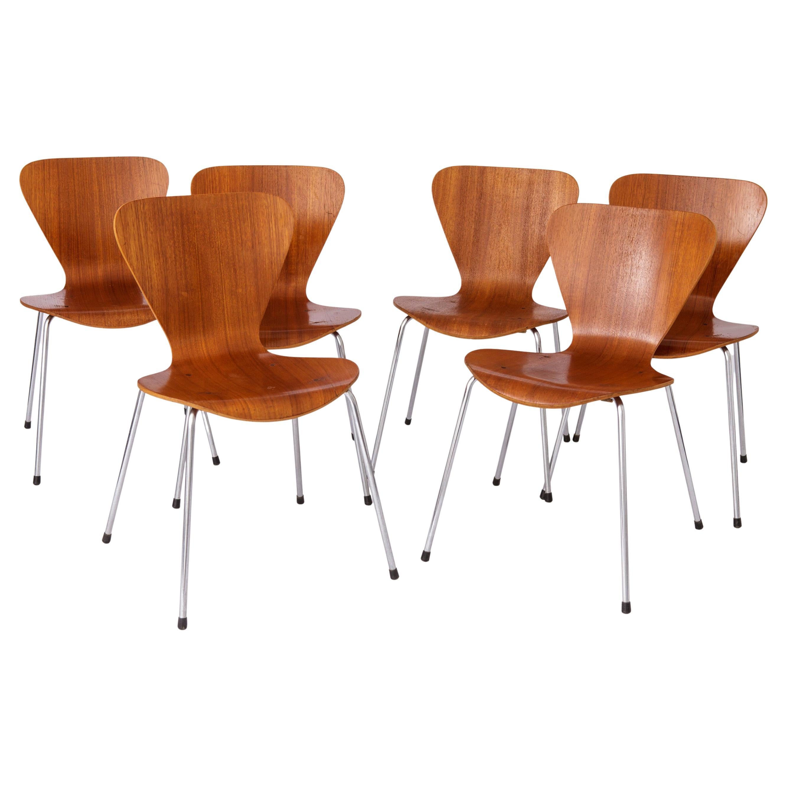 Set of 6 Vintage Stacking Chairs, 1960s, Teak - German Design